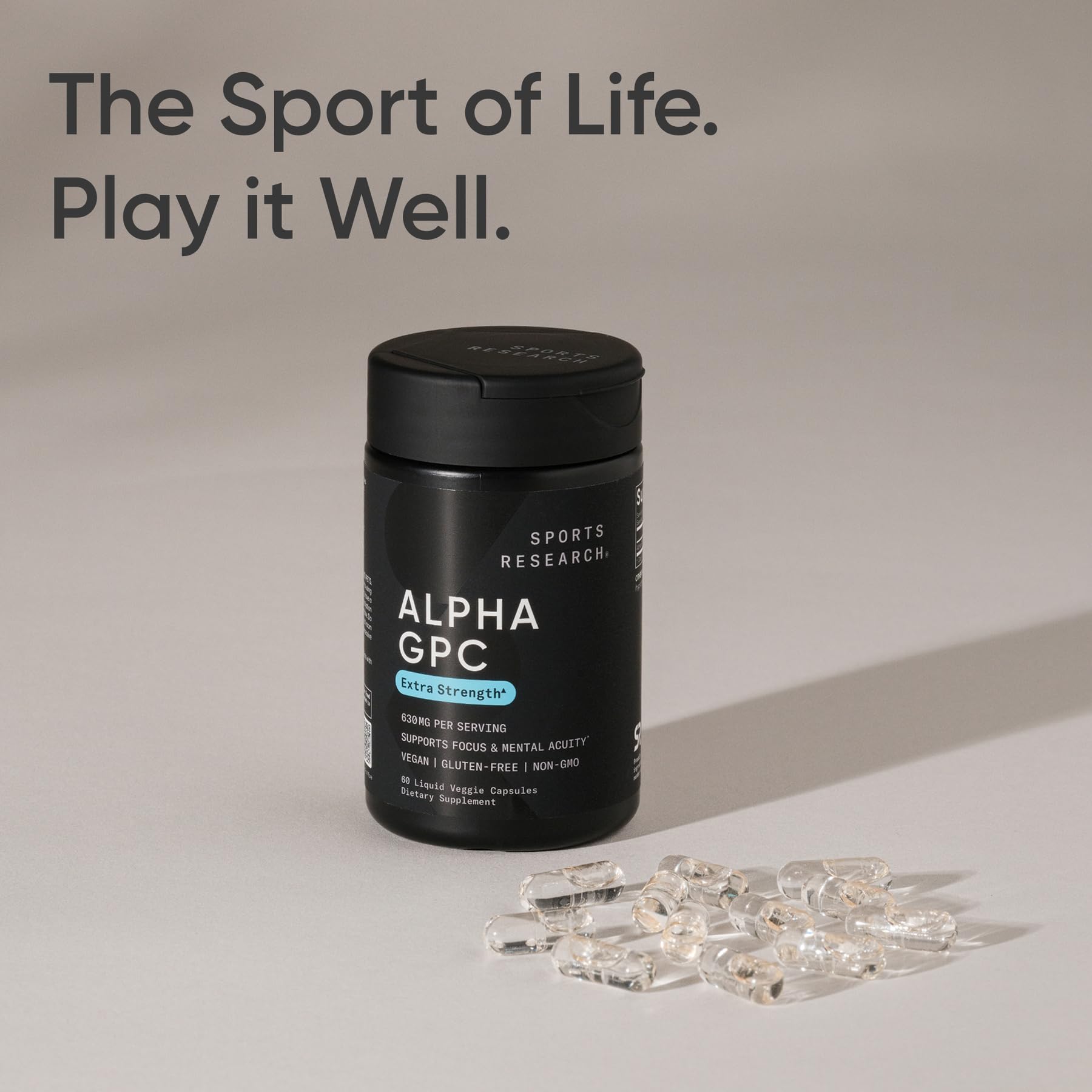 Alpha GPC 630mg Capsules for Focus, Memory & Cognitive Support Vegan