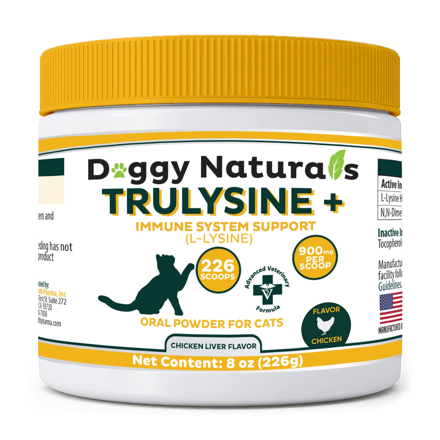 L-Lysine Immune Support Powder for Cats – Chicken Liver 8oz 226g