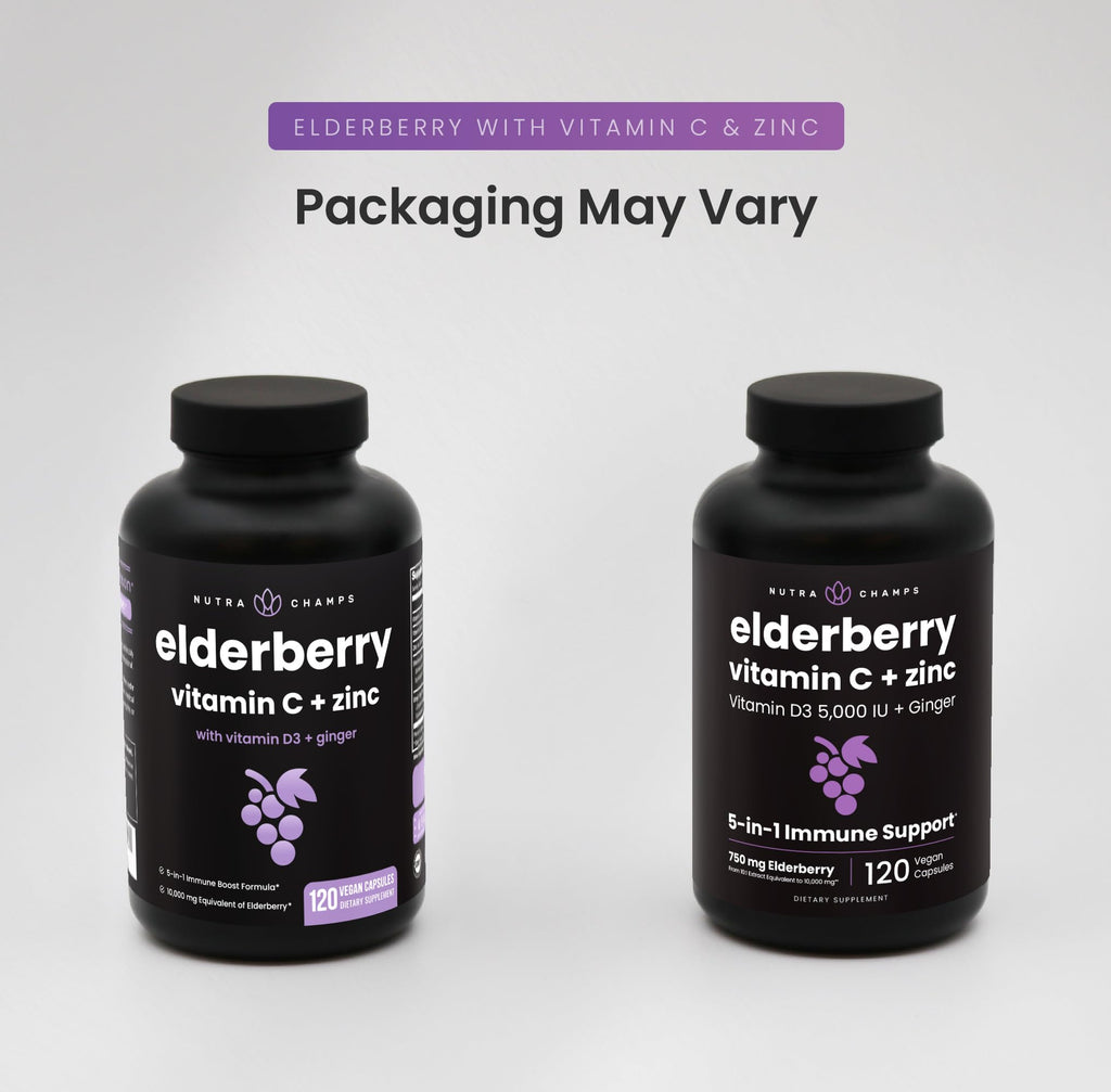 Elderberry Capsules with Vitamin C, Zinc & D3 for Immune Support 10000mg