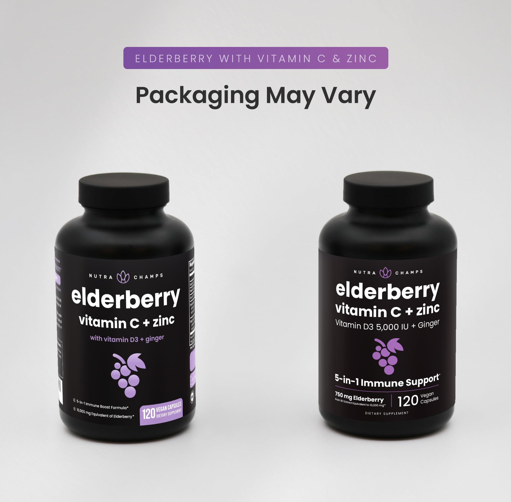 Elderberry Capsules with Vitamin C, Zinc & D3 for Immune Support 10000mg