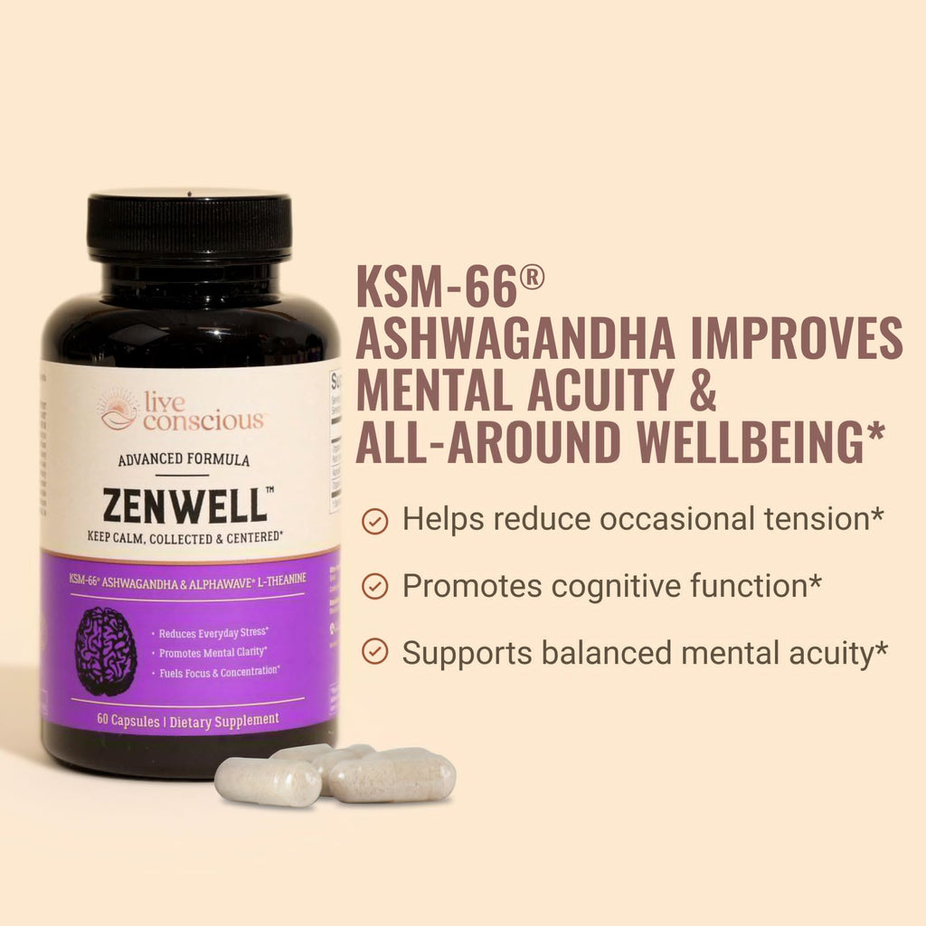 Ashwagandha KSM-66 Capsules with L-Theanine for Stress & Brain Support