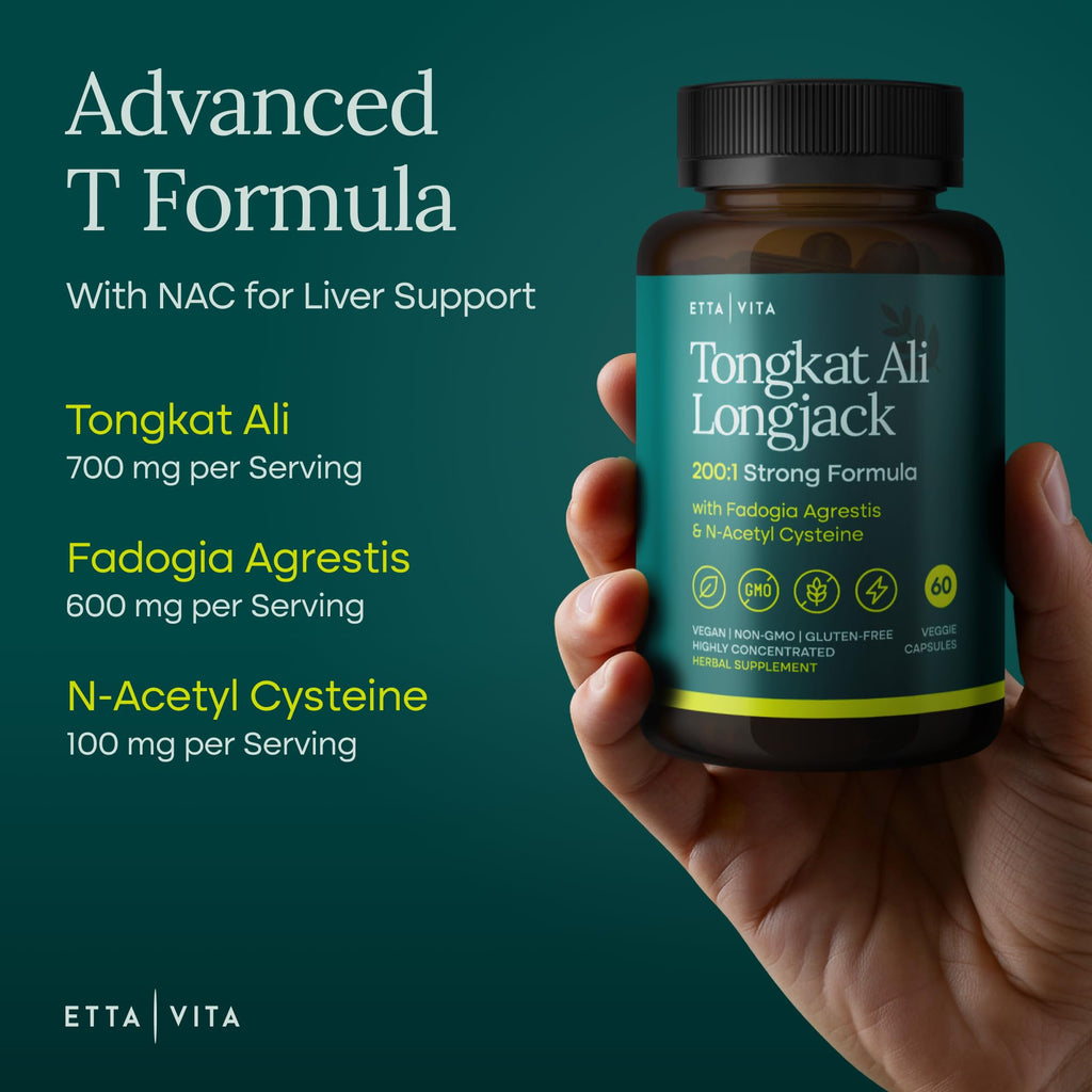 Tongkat Ali & Fadogia Supplement for Testosterone, Energy & Muscle Support Capsules