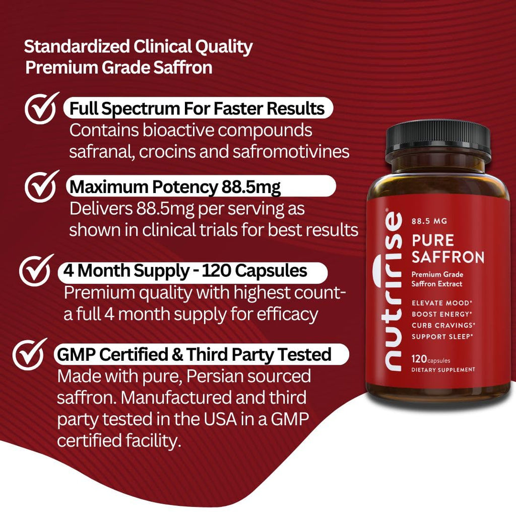 Saffron Extract 88.5mg – Mood, Stress & Sleep Support, 120 Caps