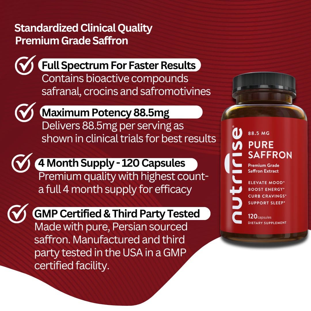 Saffron Extract 88.5mg – Mood, Stress & Sleep Support, 120 Caps