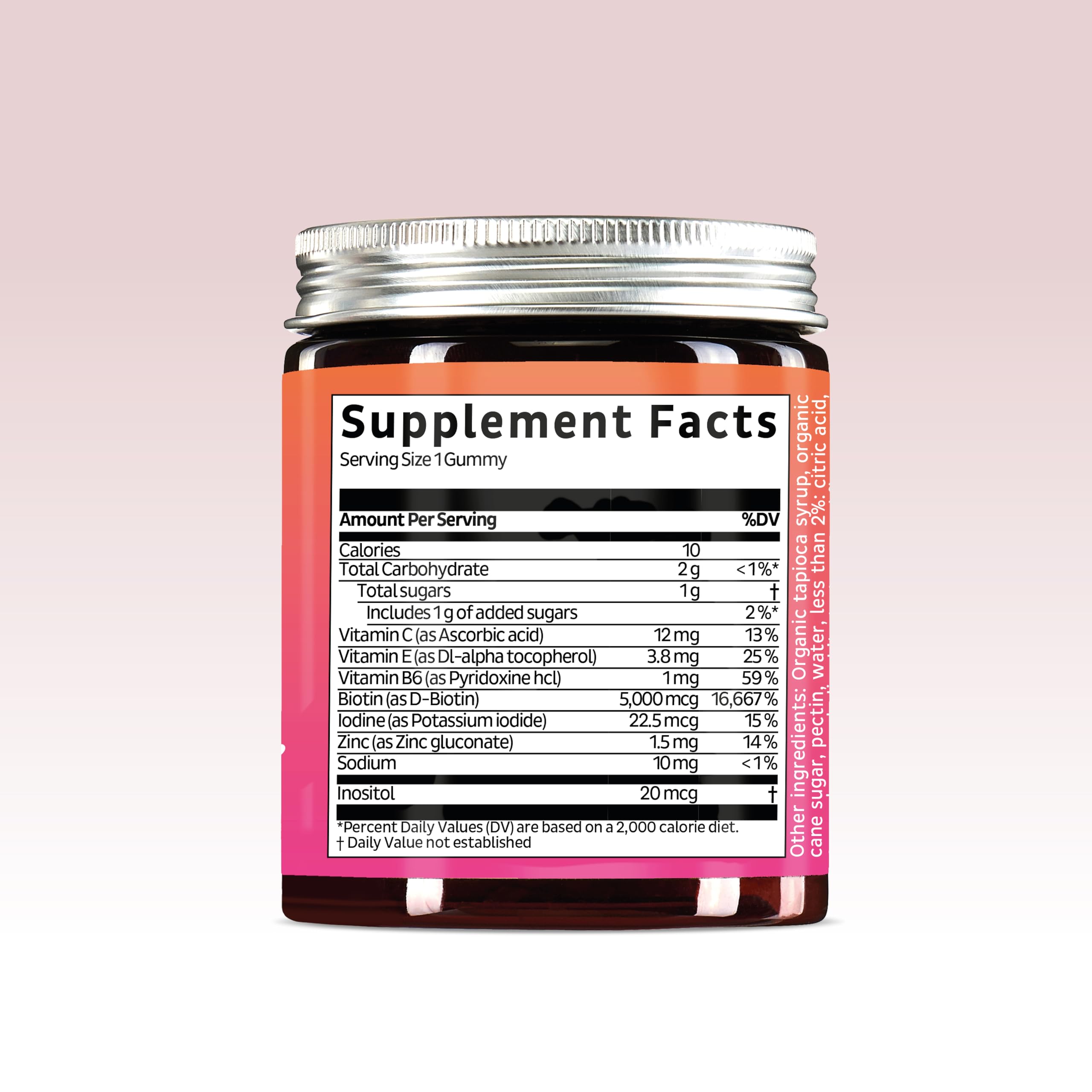 Biotin Gummies 5000mcg Hair Skin Nails Vitamin C E 90 Count