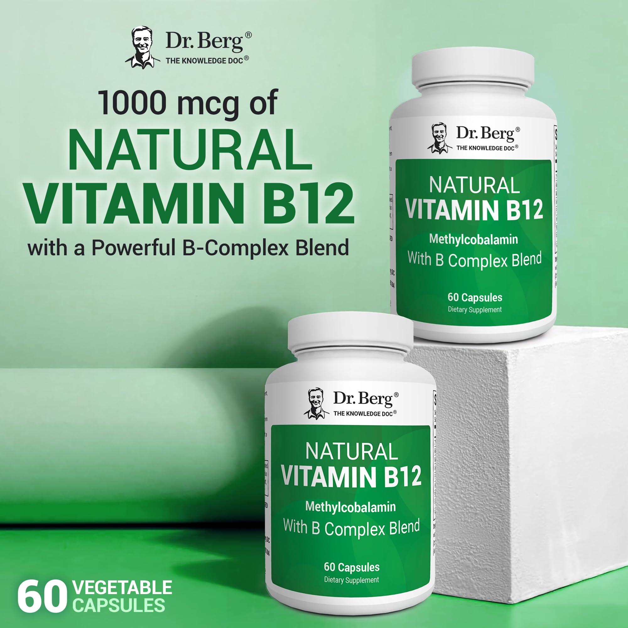 Vitamin B12 1000 mcg with B Complex – Energy & Nerve Support, 60 Ct