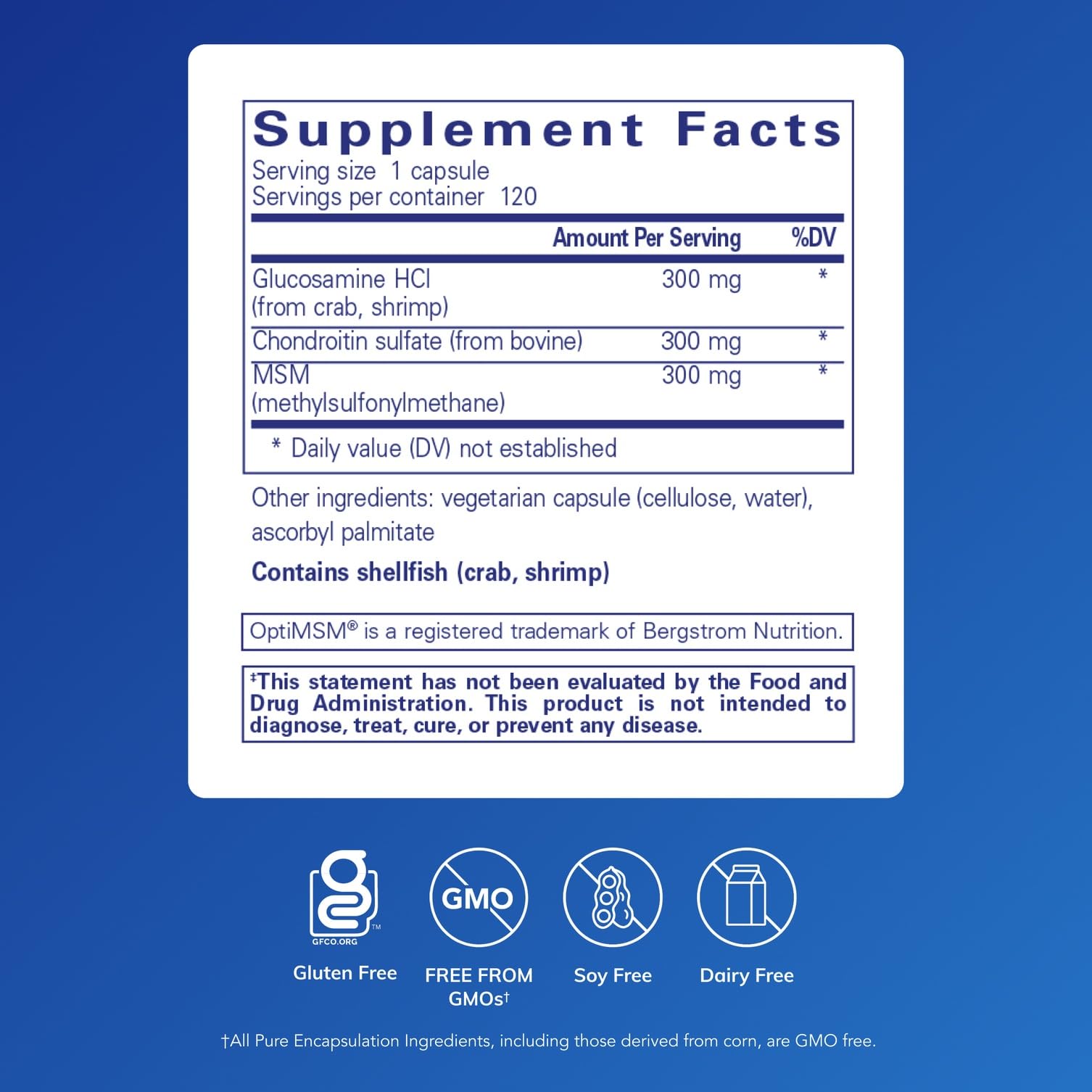 Glucosamine Chondroitin MSM Capsules for Joint Health & Cartilage Support 120 Ct