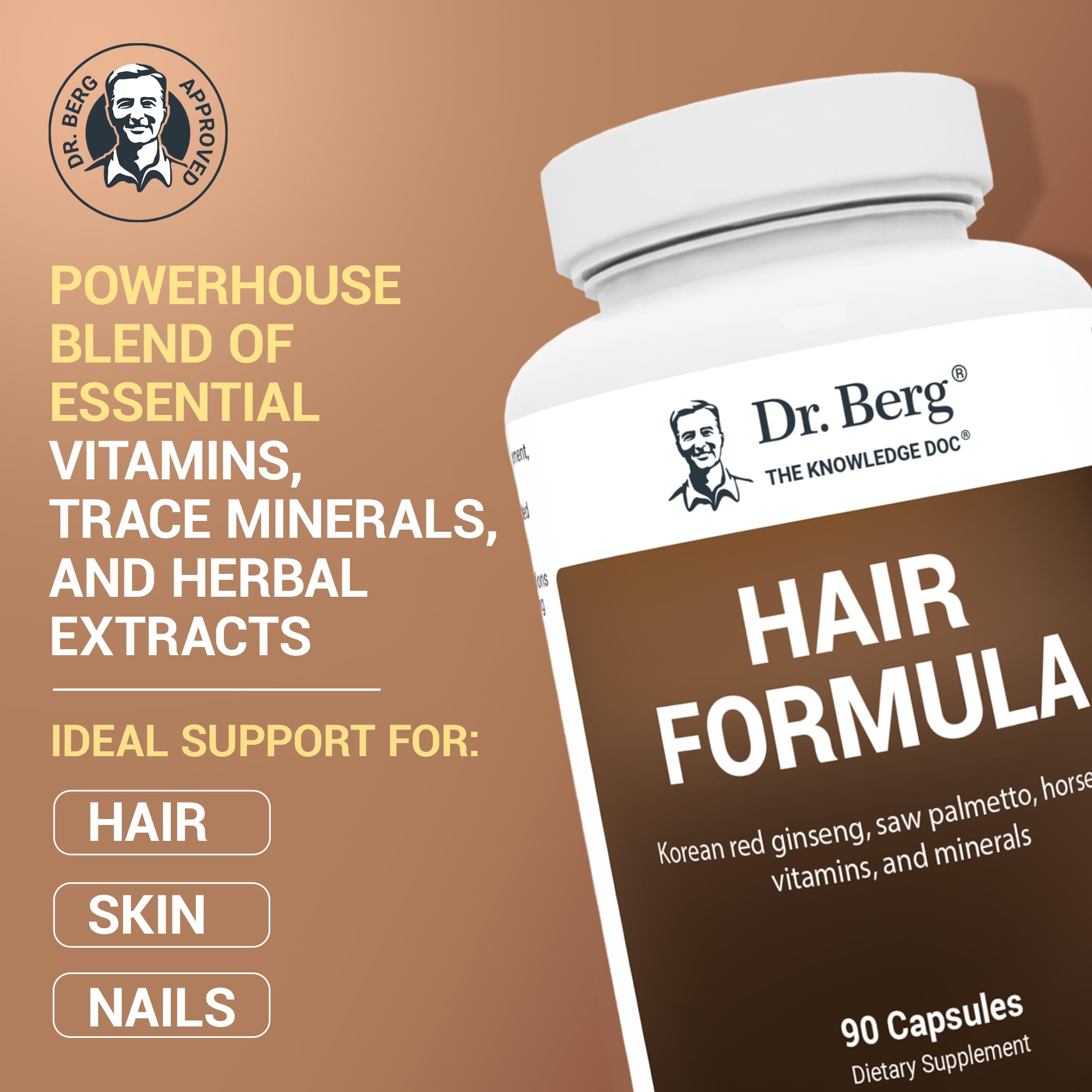 Hair Skin Nails Vitamins Biotin DHT Support 90 Capsules