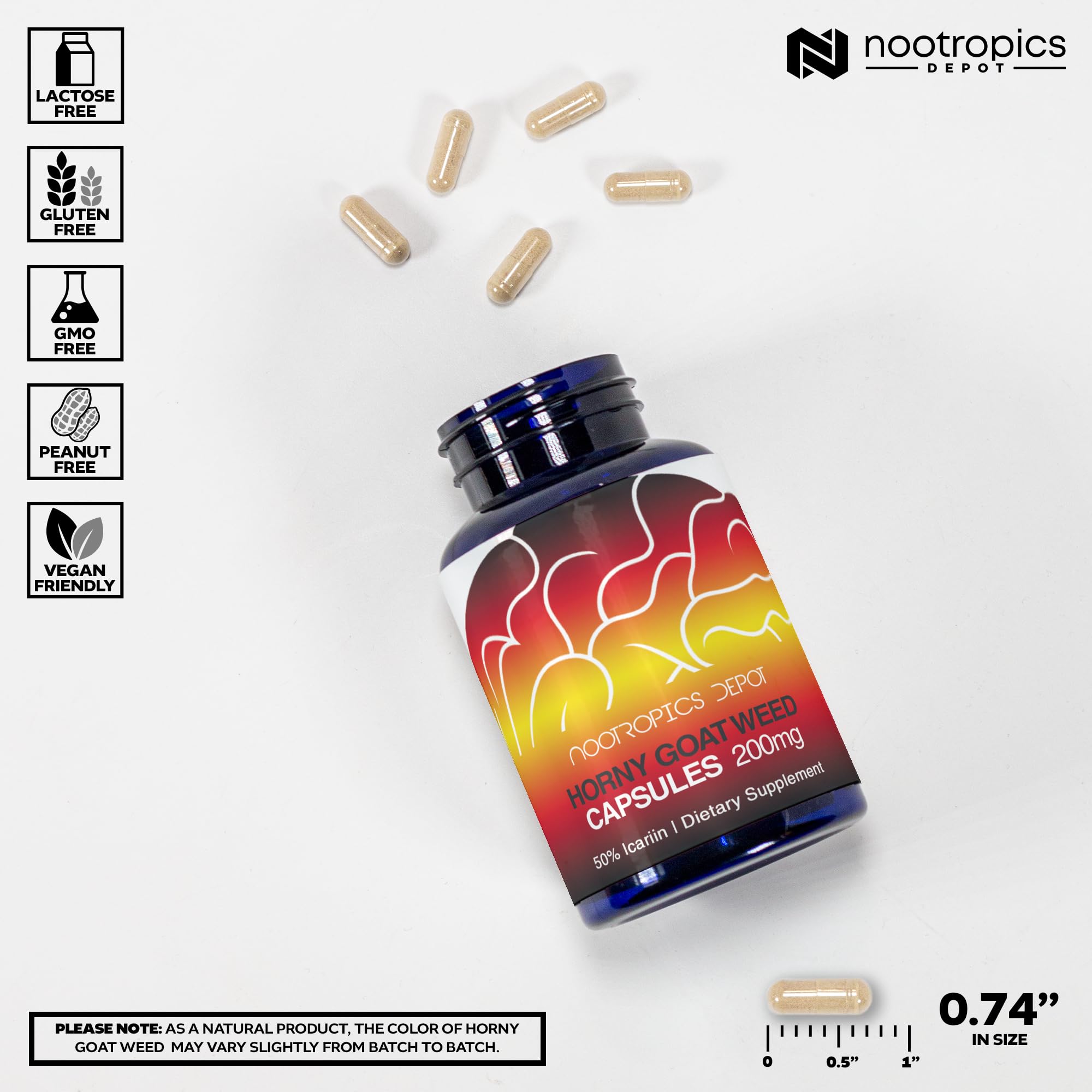 Horny Goat Weed 200mg Capsules for Libido, Energy & Performance Support 30 Ct