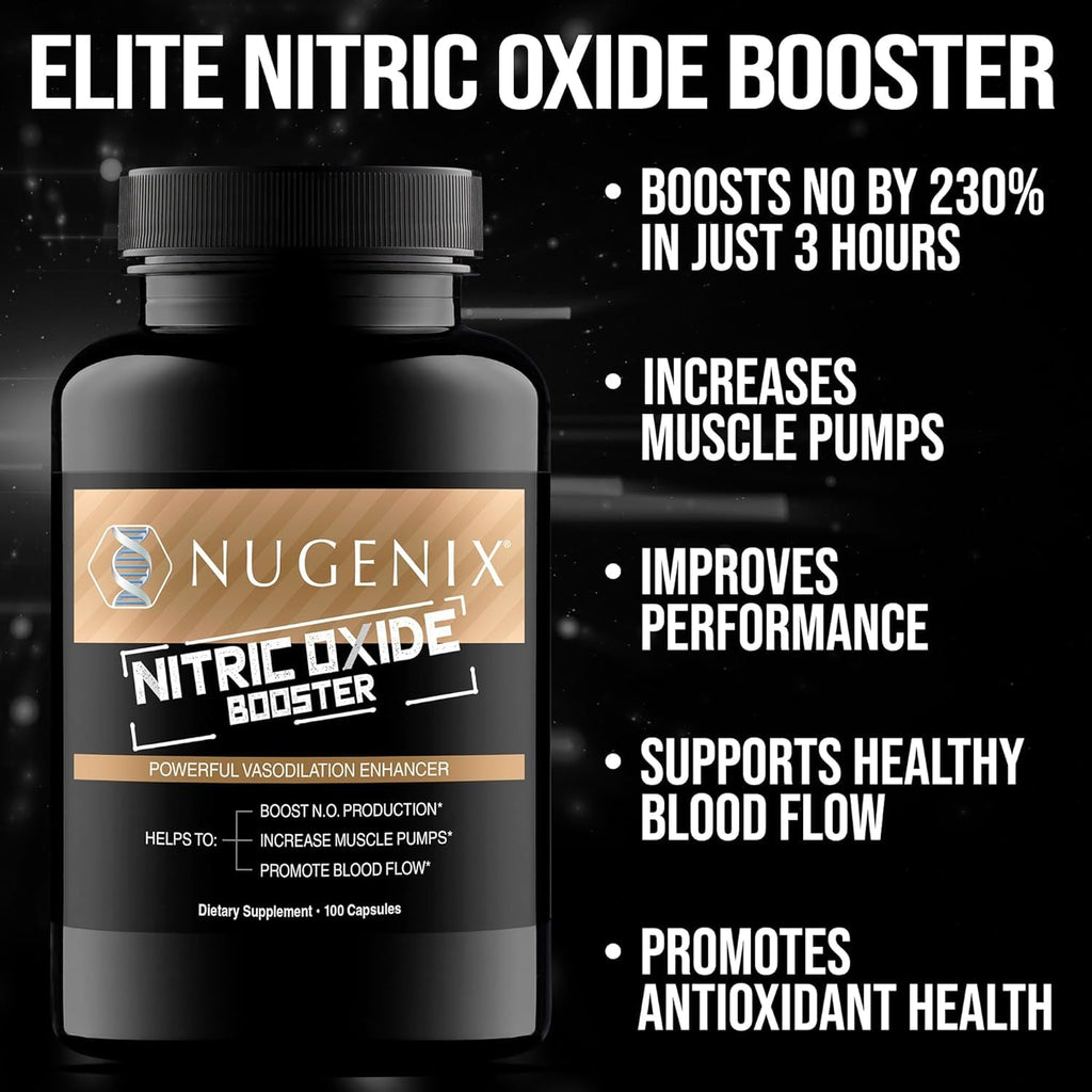 Nitric Oxide Booster Capsules – Blood Flow & Endurance, 100 Ct