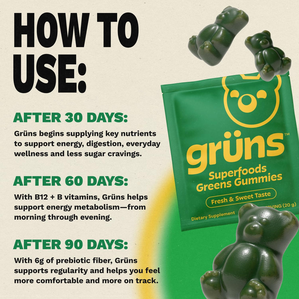 Super Greens Multivitamin Gummies with Spirulina – 28 Count