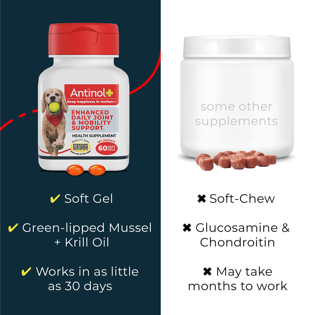 Hip & Joint Soft Gels for Dogs – Green-Lipped Mussel & Krill Oil 120ct