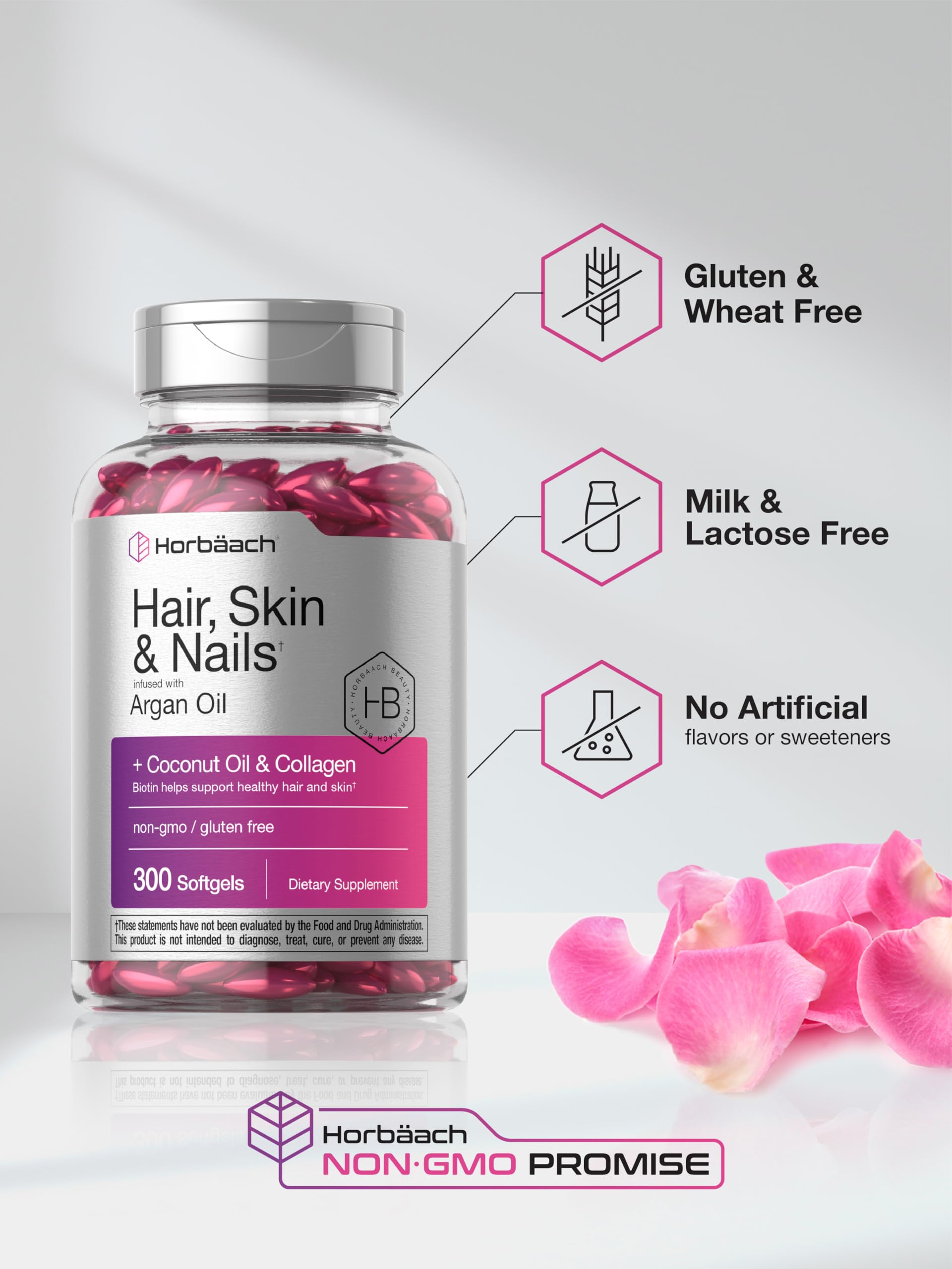 Hair Skin Nails Vitamins Biotin Collagen 300 Softgels