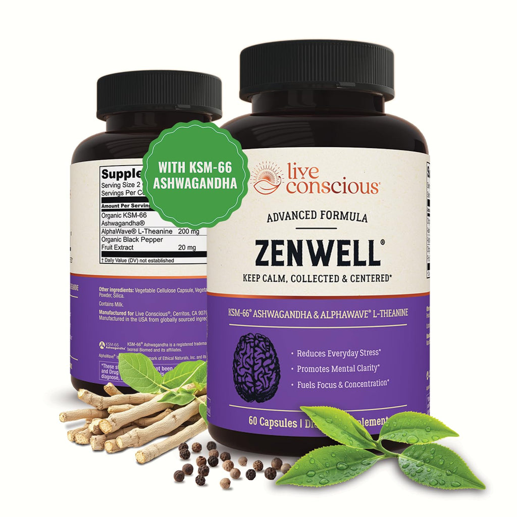 Ashwagandha KSM-66 Capsules with L-Theanine for Stress & Brain Support