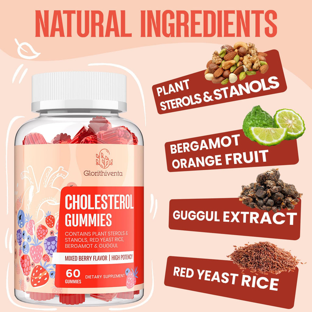 Cholesterol Support Gummies with Plant Sterols & Bergamot for Heart Health 60 Ct