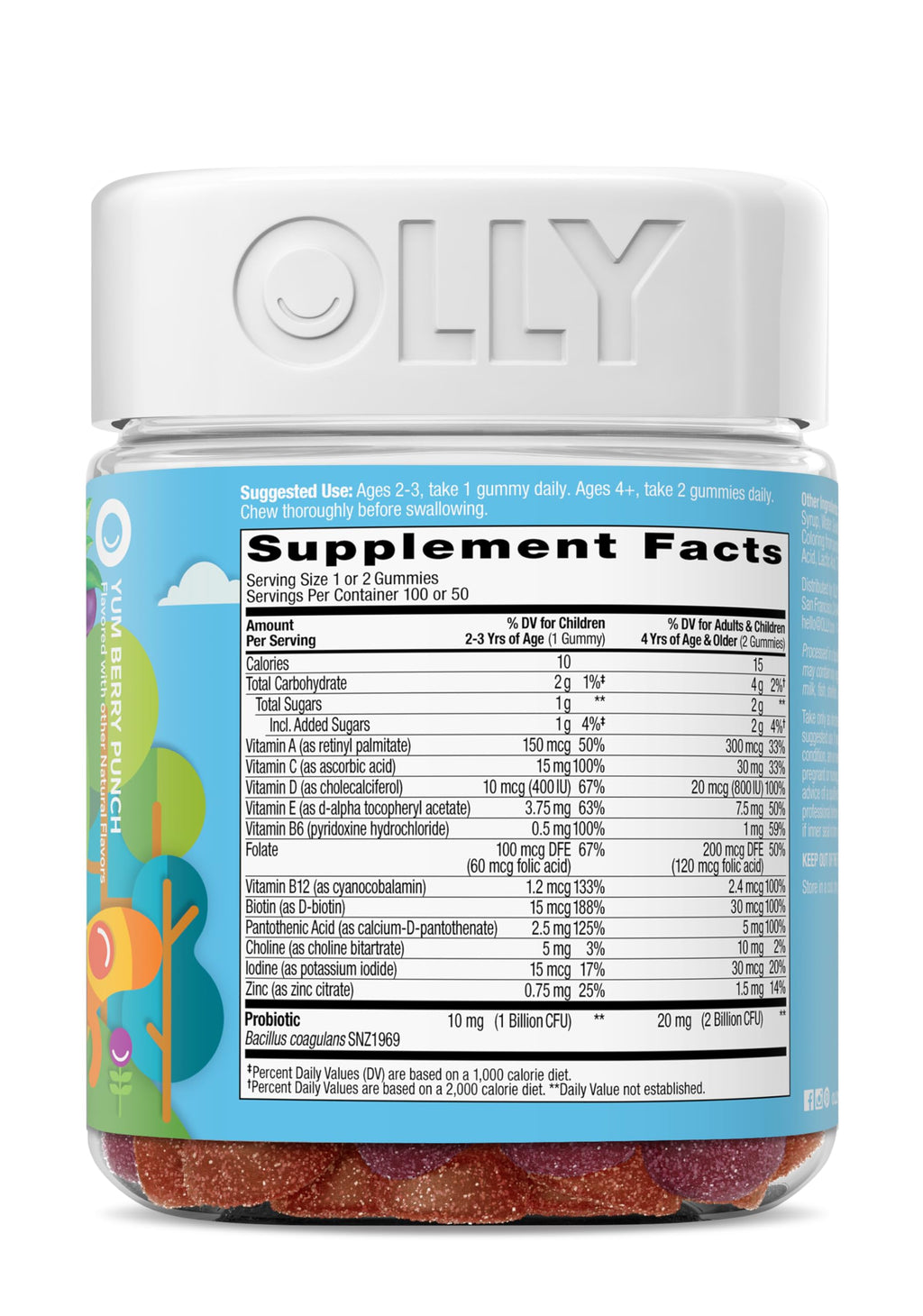 Kids Multivitamin Probiotic Gummies Digestive Support 100 Count