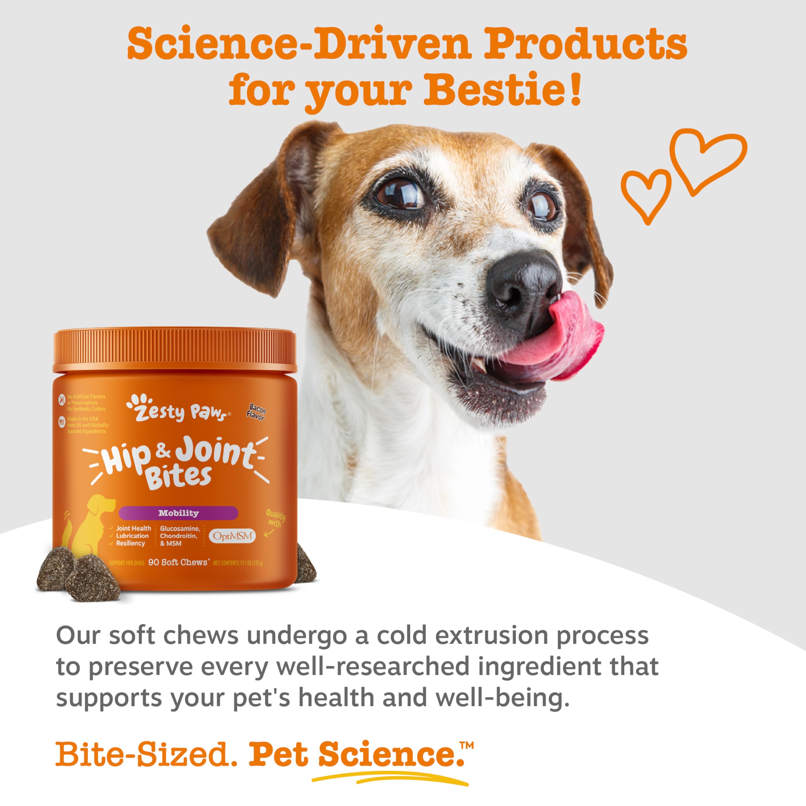 Hip & Joint Chews for Dogs – Glucosamine, Chondroitin & MSM 90ct