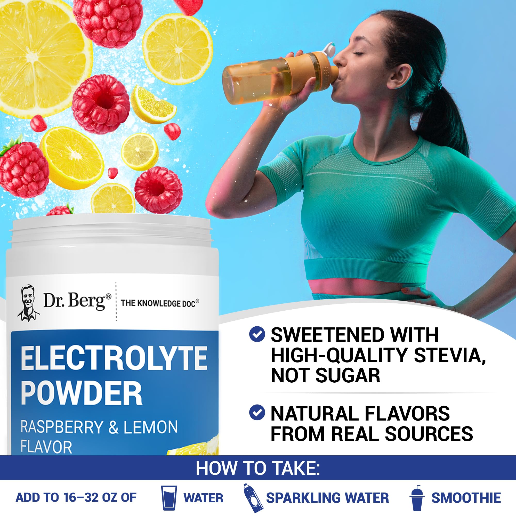 Electrolyte Powder 1000mg Potassium – Zero Sugar, 100 Servings