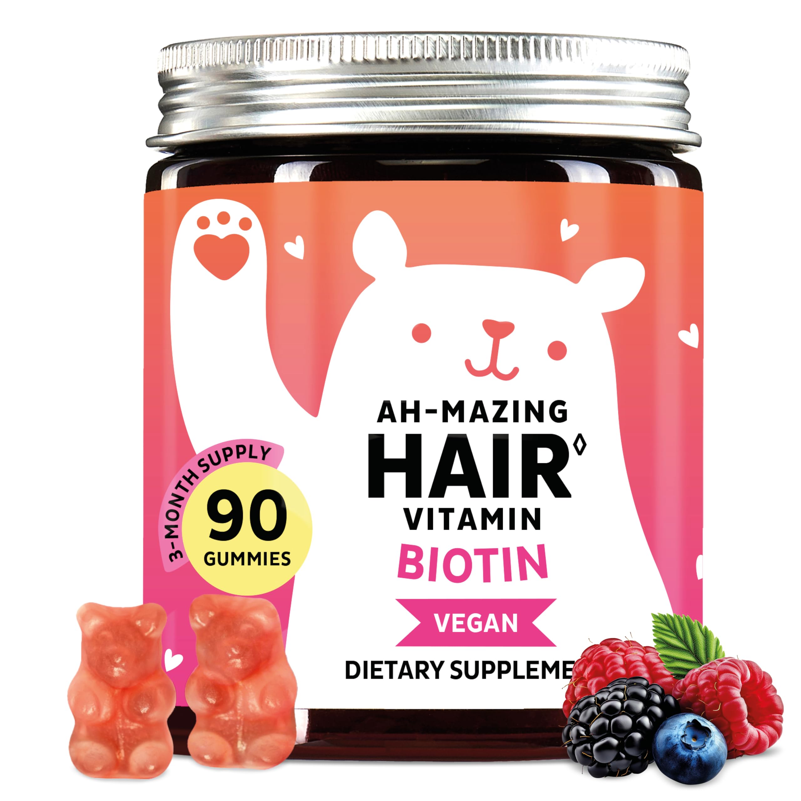 Biotin Gummies 5000mcg Hair Skin Nails Vitamin C E 90 Count