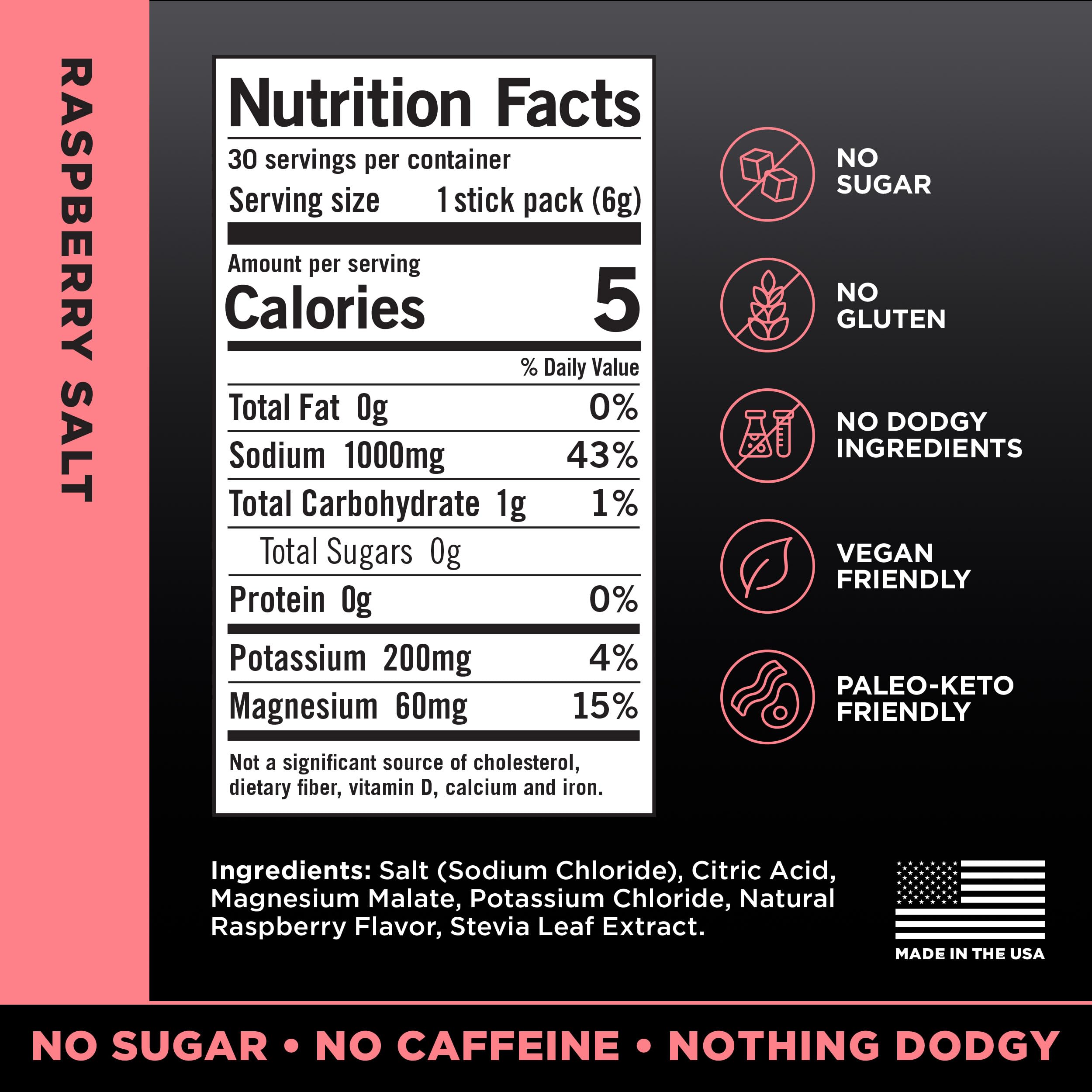 Zero Sugar Electrolyte Drink Mix – Raspberry Salt, 30 Pack