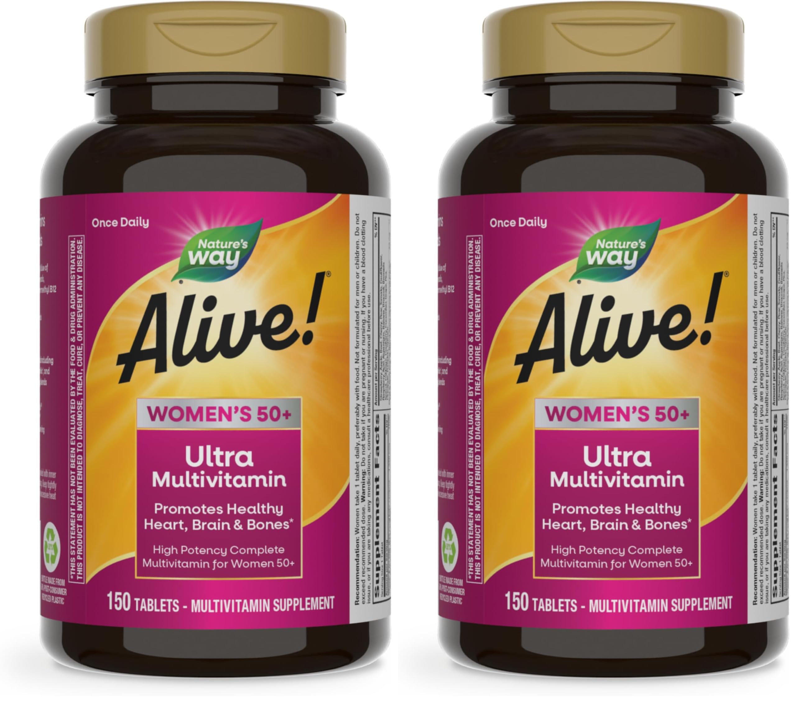 Women’s 50+ Multivitamin High Potency B12 150 Tablets 2 Pack