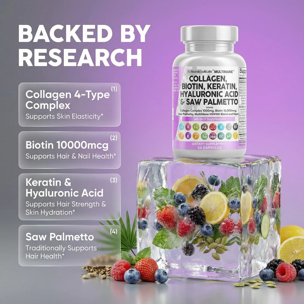 Hair Skin Nails Vitamins Collagen Biotin Keratin 90 Count
