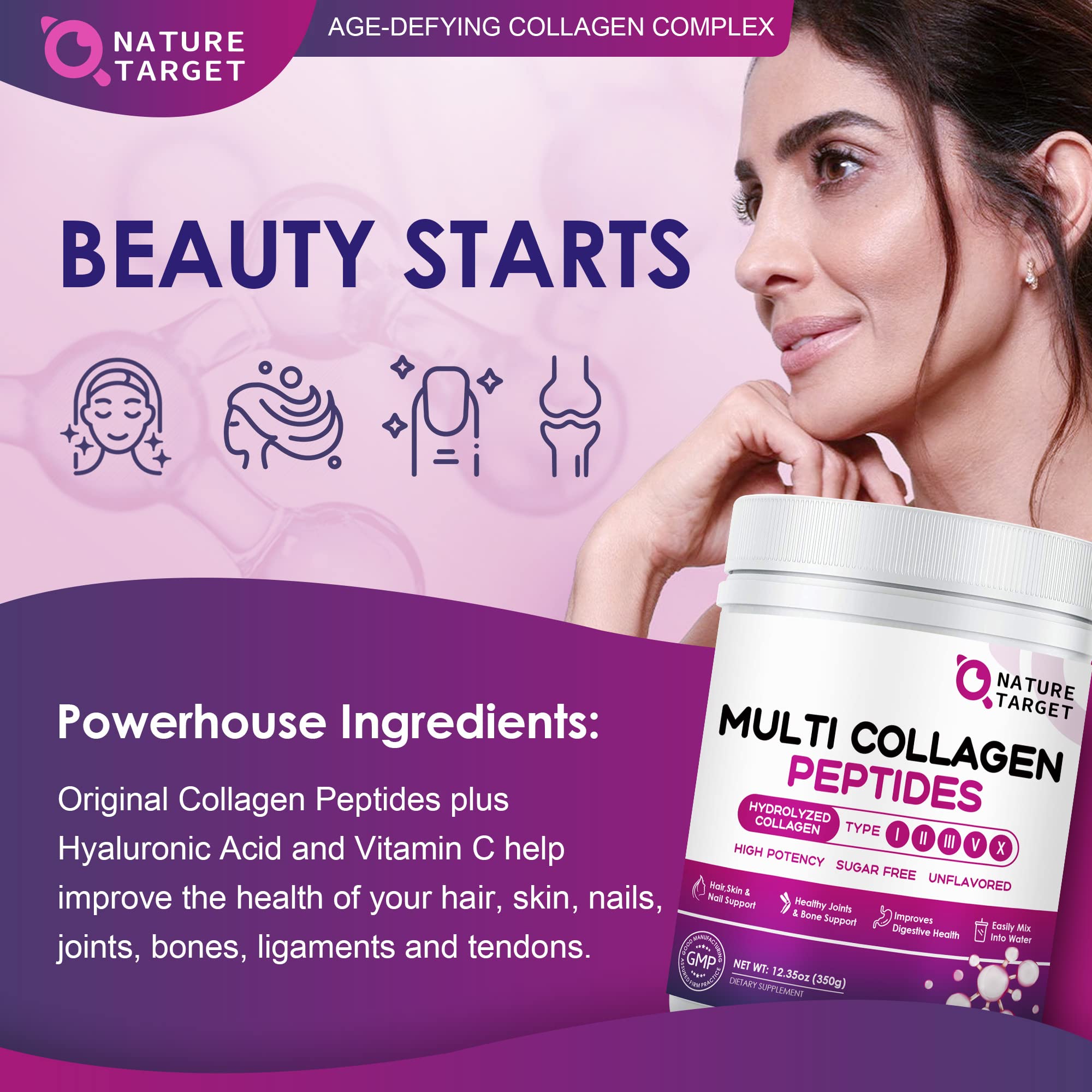 Multi Collagen Peptides Powder Hair Skin Nails 35 Servings