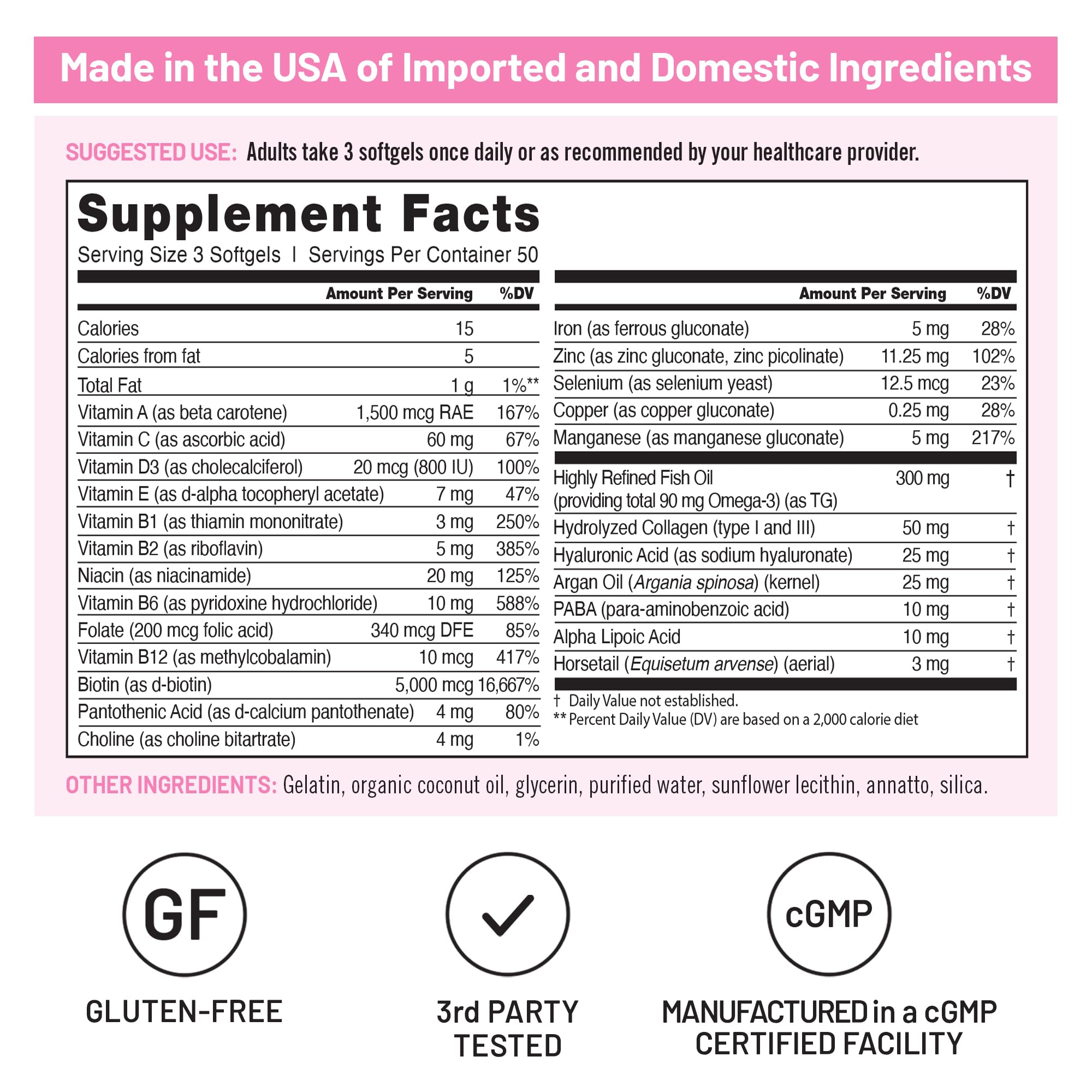 Hair Skin Nails Vitamins Biotin 5000mcg 150 Softgels