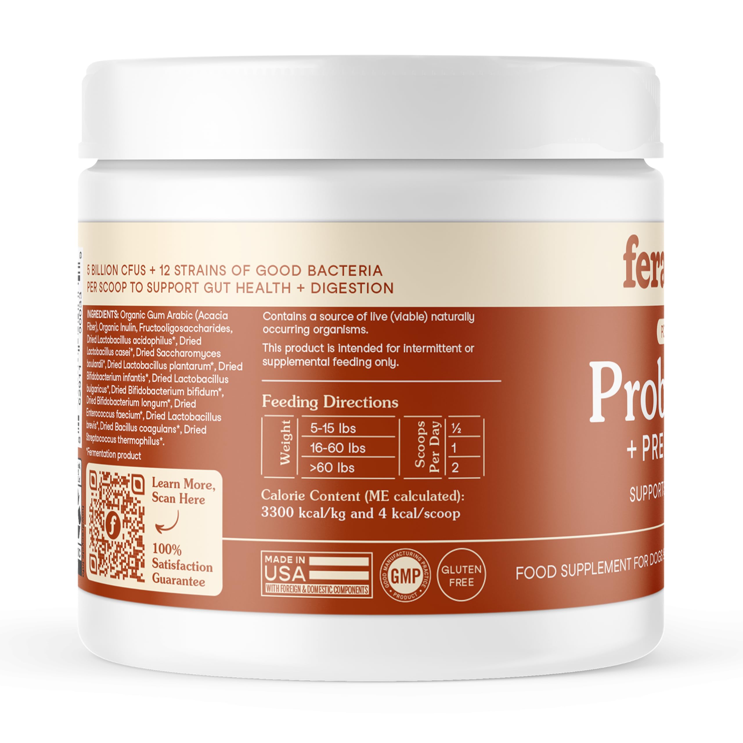 Organic Pre & Probiotic Powder for Dogs & Cats – 12 Strains 60ct