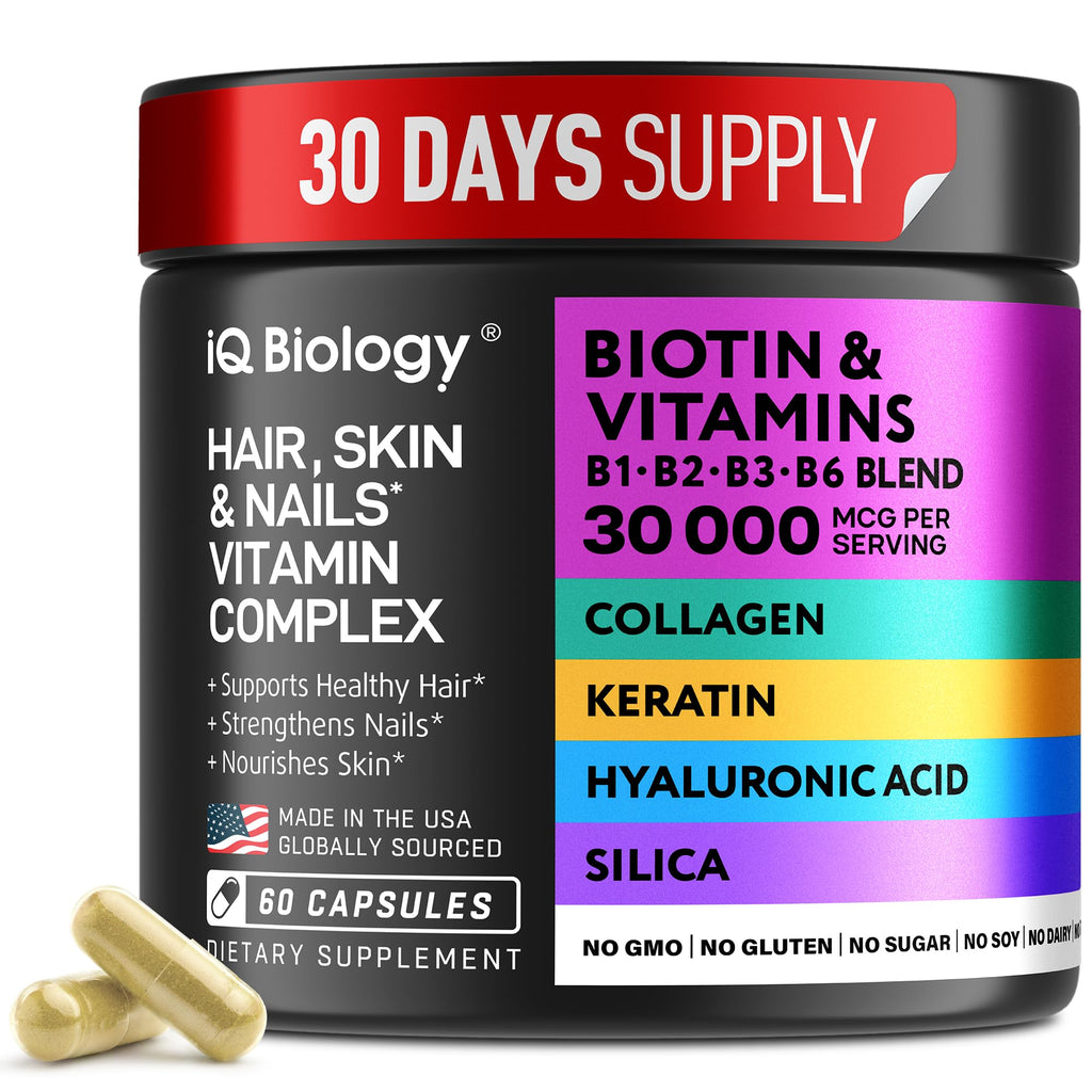 Biotin 30000mcg Hair Growth Collagen Keratin 60 Capsules