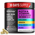 Biotin 30000mcg Hair Growth Collagen Keratin 60 Capsules