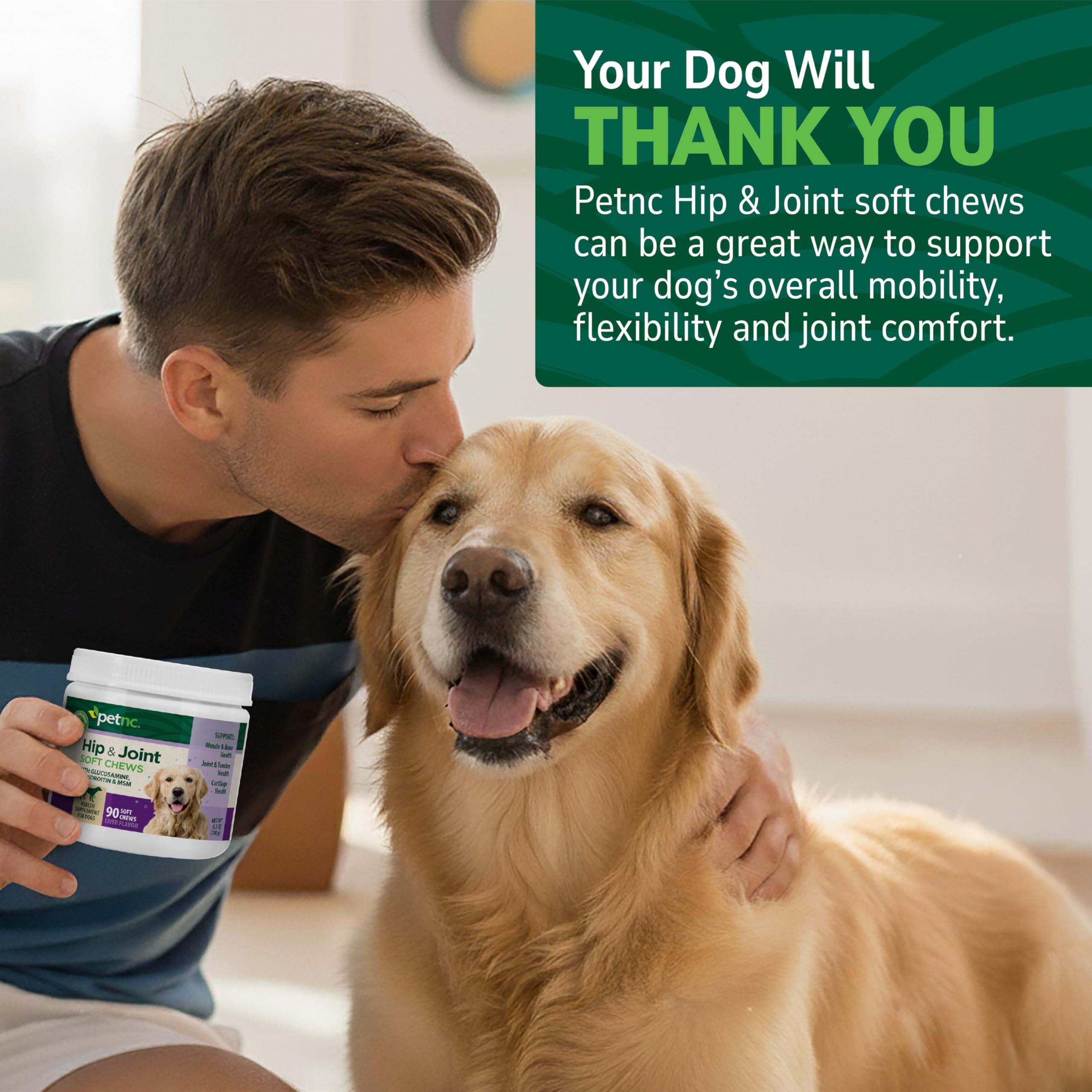 Hip & Joint Chews for Dogs – Glucosamine, Chondroitin & MSM 90ct