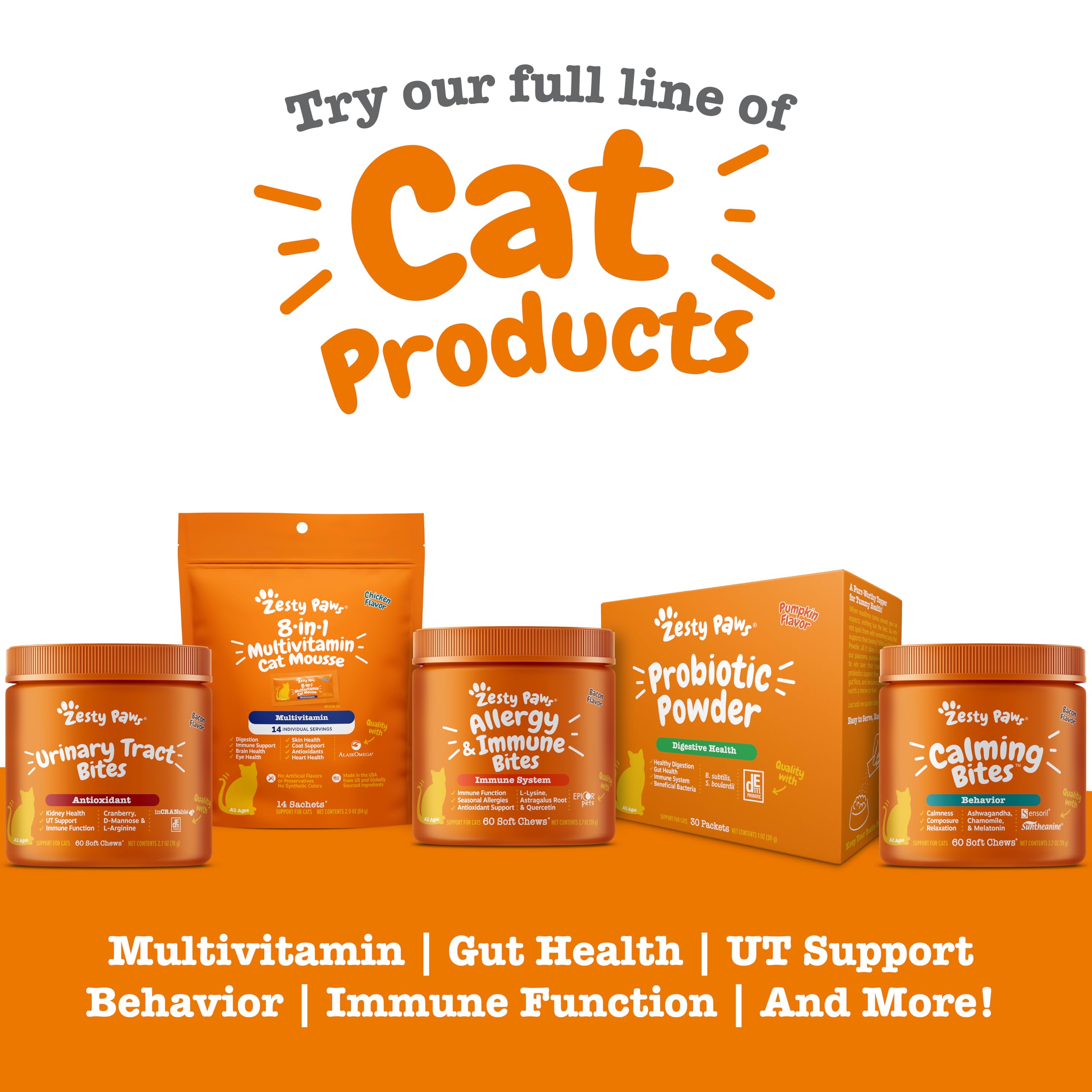 Allergy Relief Soft Chews for Cats – Omega-3 & Probiotics 60ct