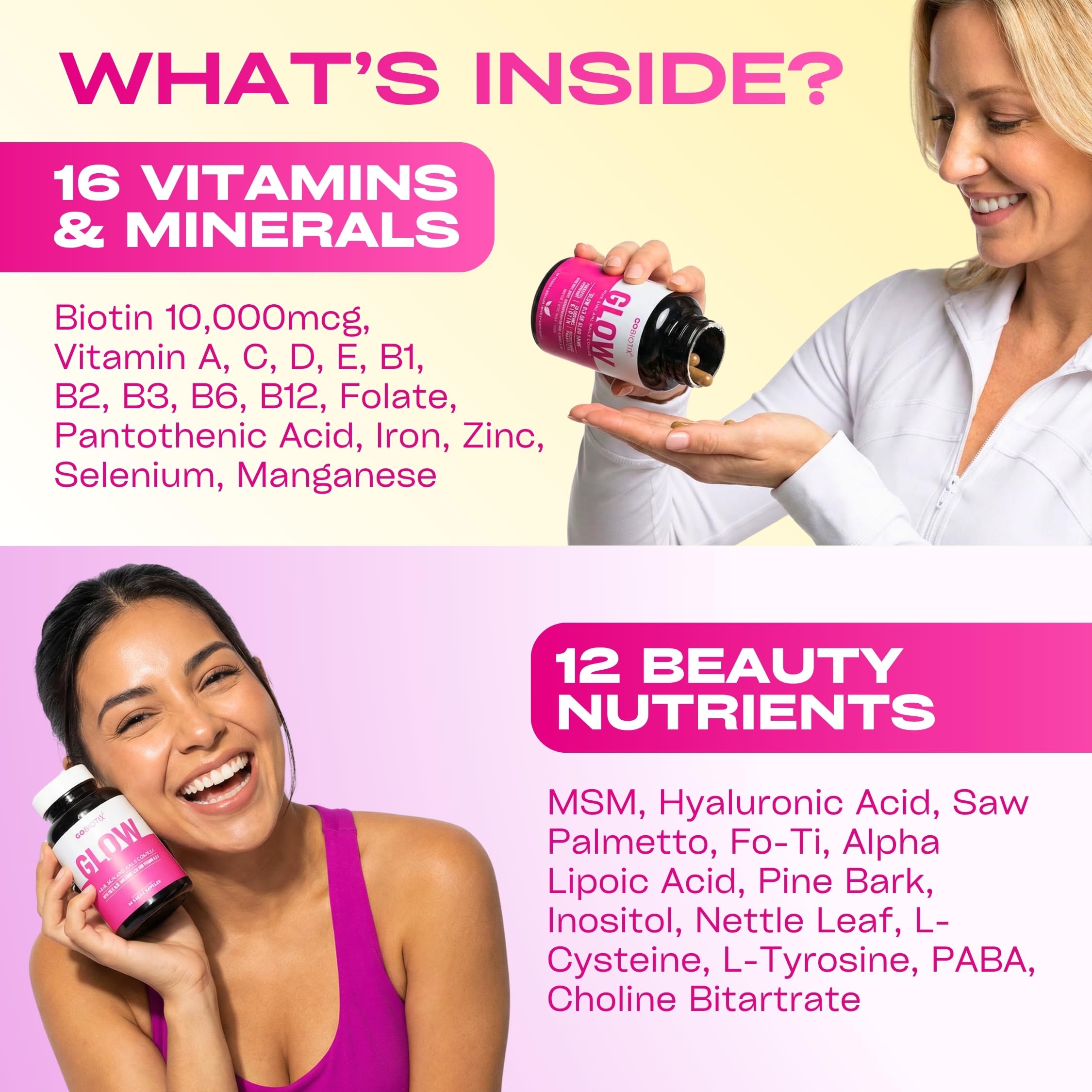 Hair Skin Nails Vitamins Biotin 10000mcg Iron 90 Capsules