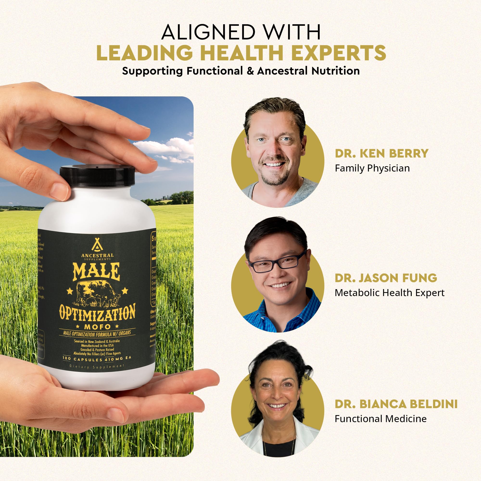 Grass-Fed Beef Organ Testosterone Supplement for Men – Energy & Vitality, 180 Capsules