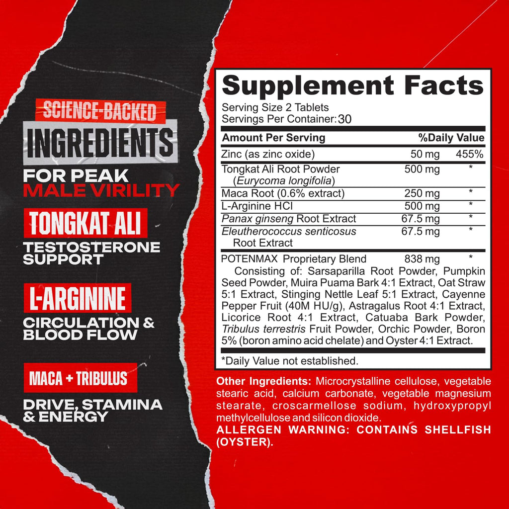 Male Libido Booster Supplement – Stamina & Performance, 60 Ct
