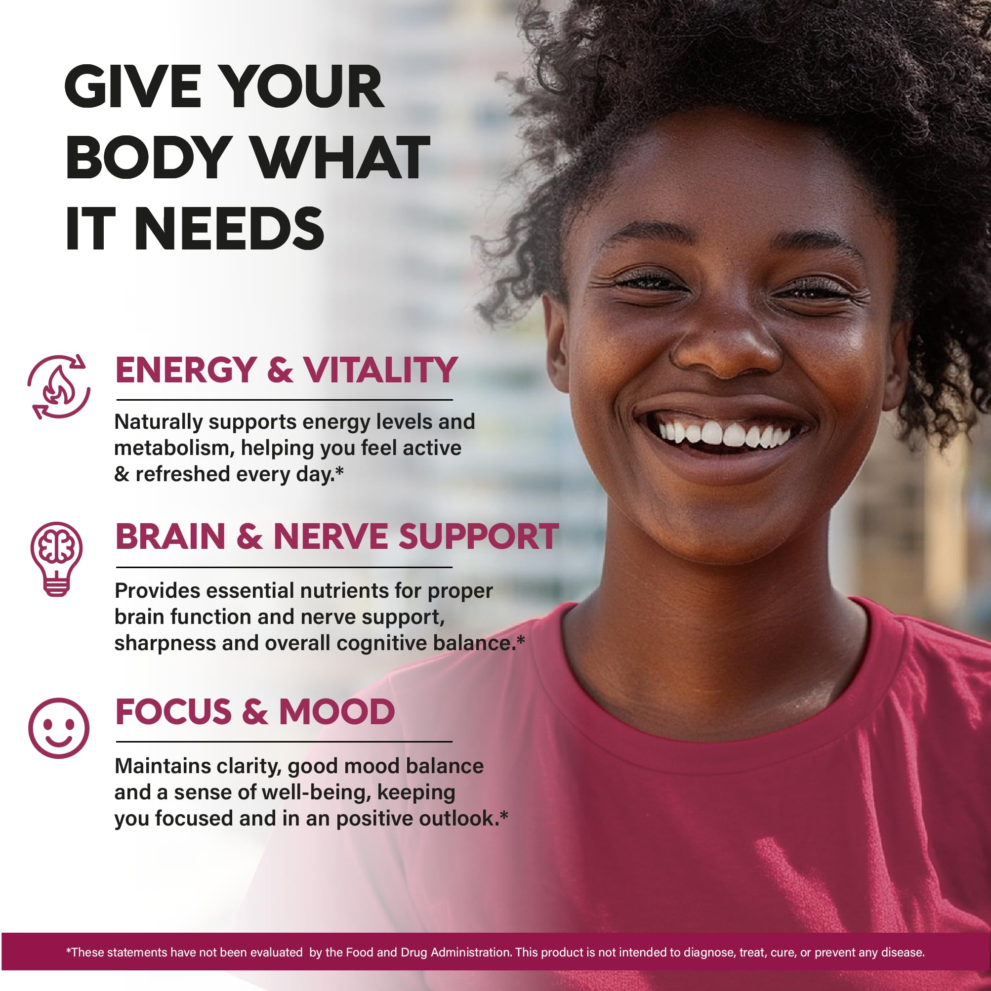 Vitamin B Complex Supplement for Energy & Brain Support – 60 Caps