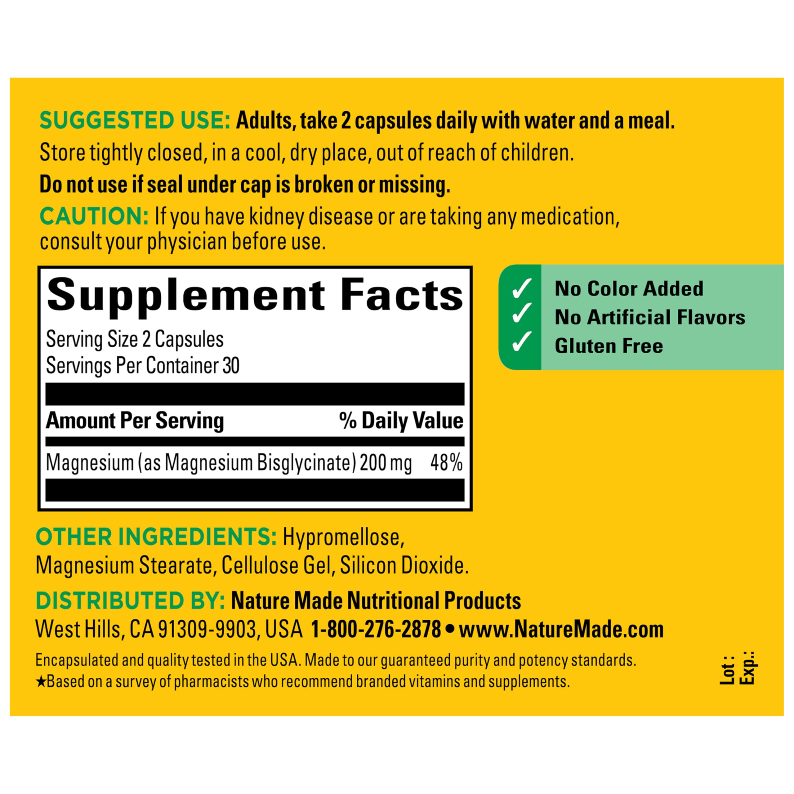 Magnesium Glycinate 200mg – Muscle, Nerve & Heart Support, 60 Caps