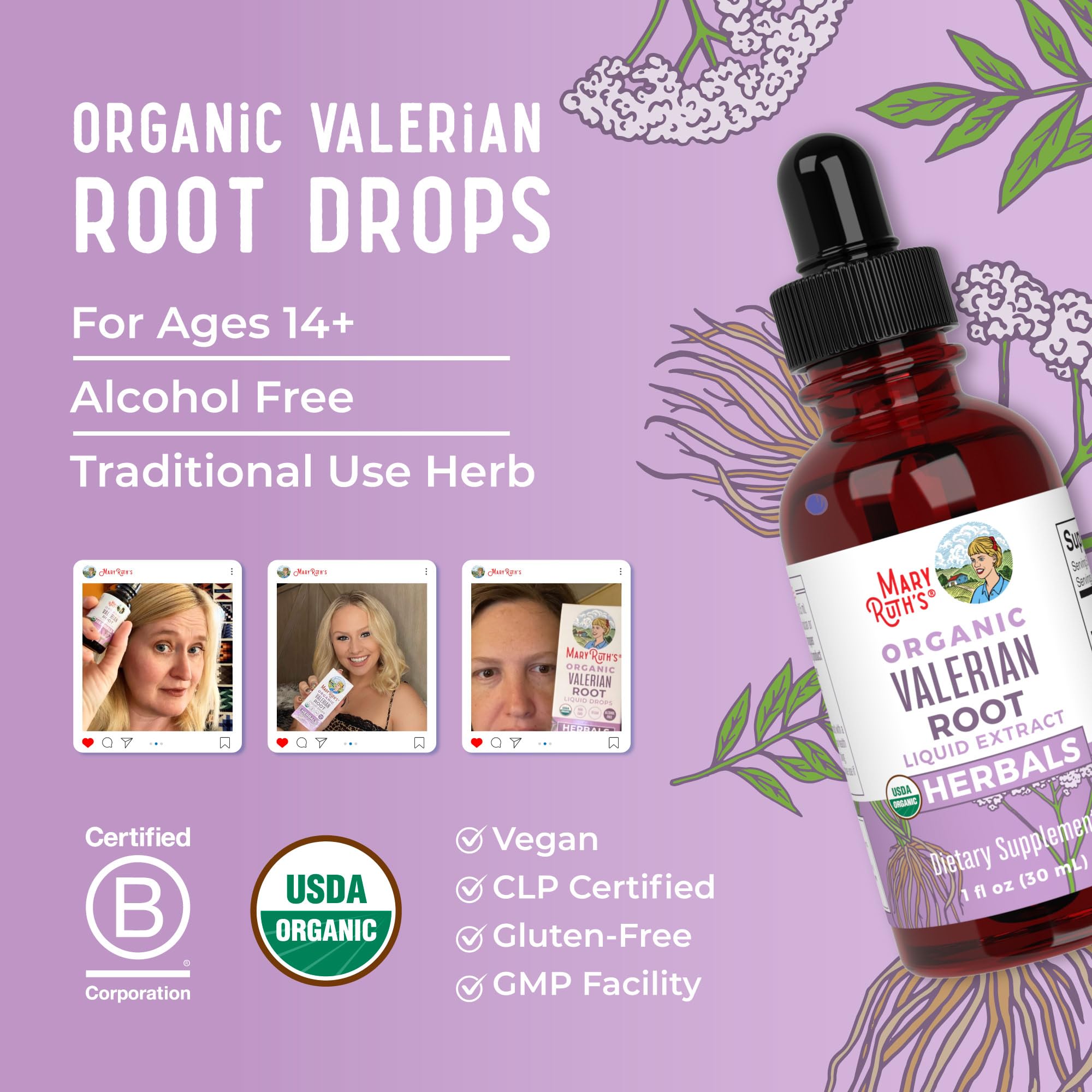 Valerian Root Liquid Drops for Sleep, Calm & Stress Support Organic