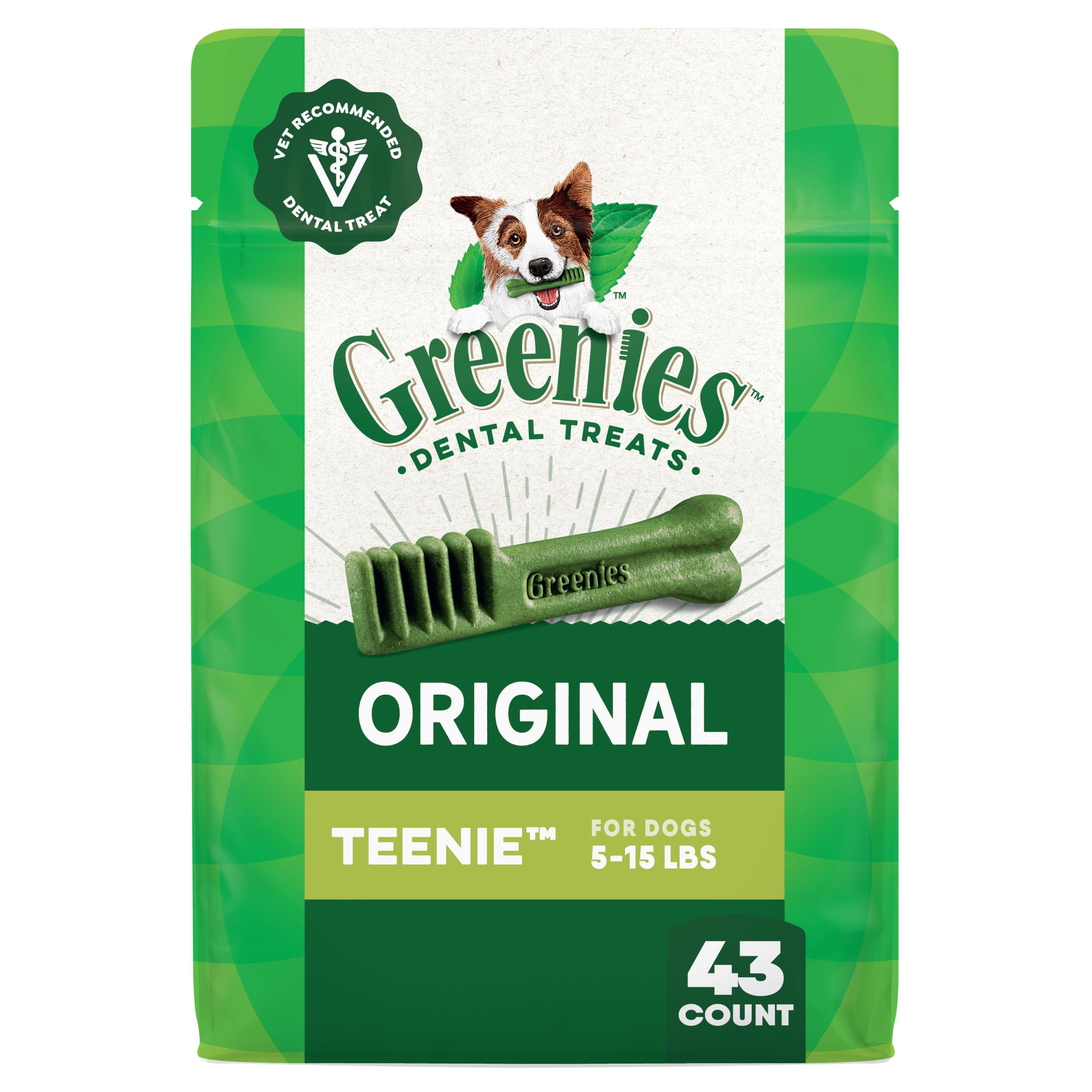 Natural Dental Chews for Small Dogs – Teenie Size 43ct 12oz