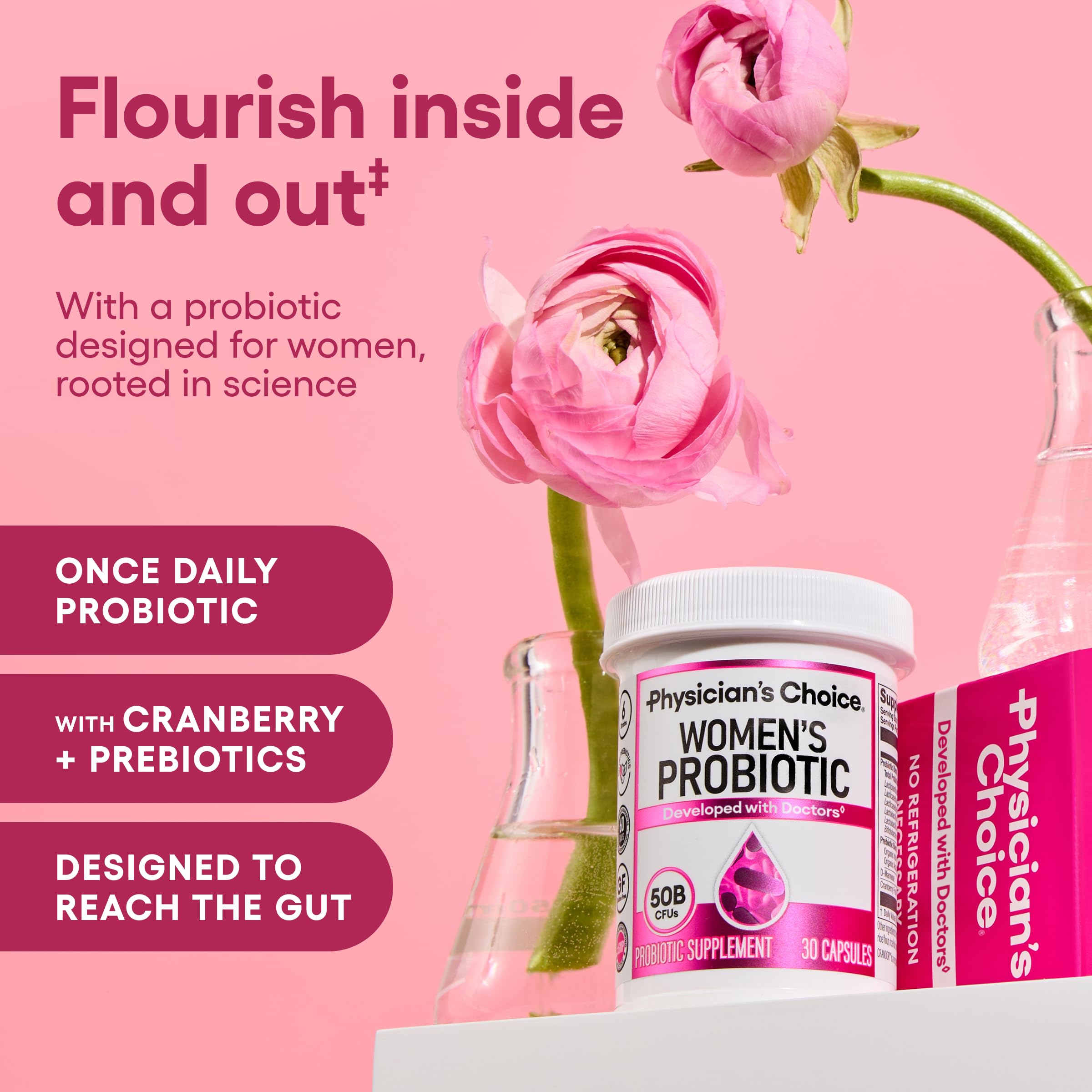 Women’s Probiotic 50 Billion CFU – pH & Digestive Support, 30 Caps