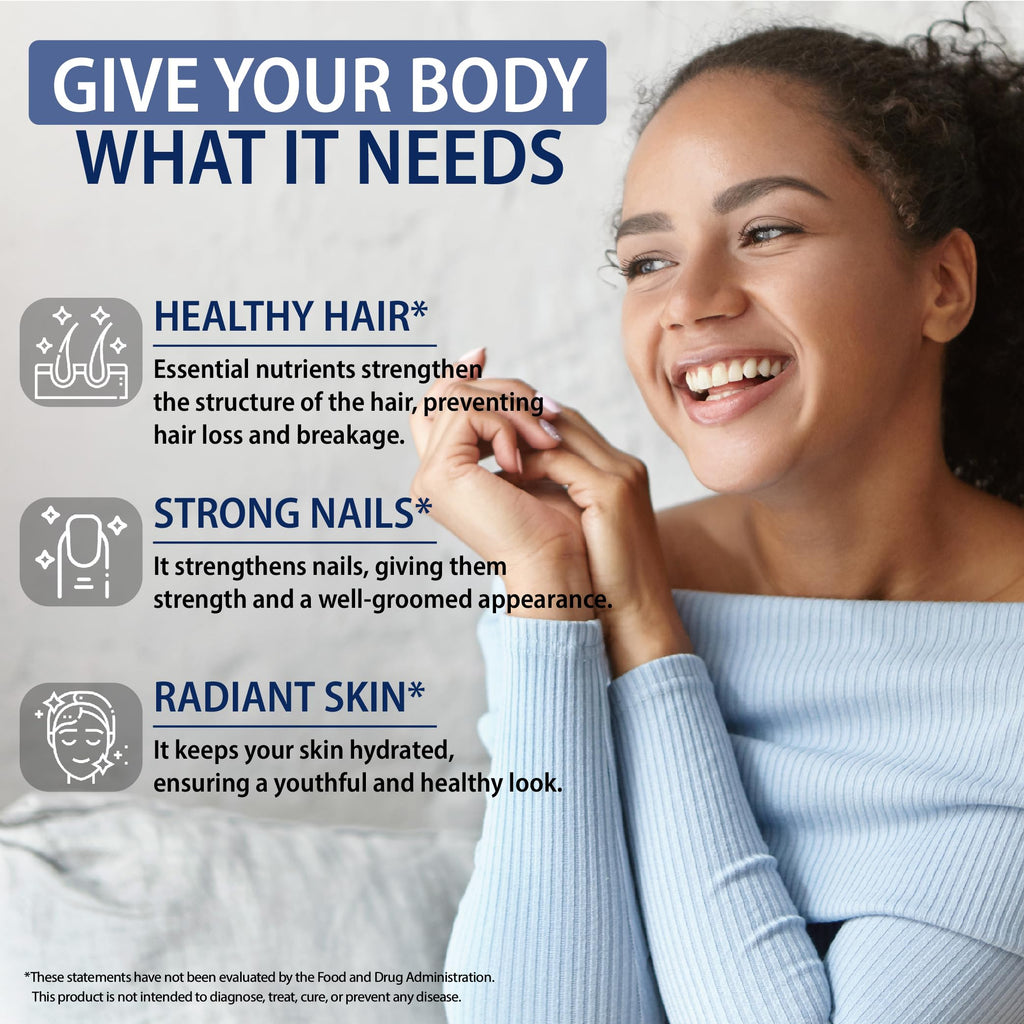 Biotin 10000mcg Hair Skin Nails Collagen 60 Capsules