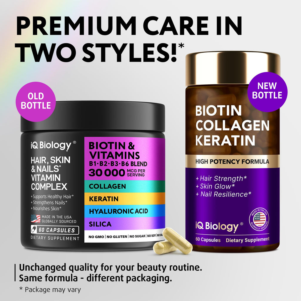 Biotin 30000mcg Hair Growth Collagen Keratin 60 Capsules