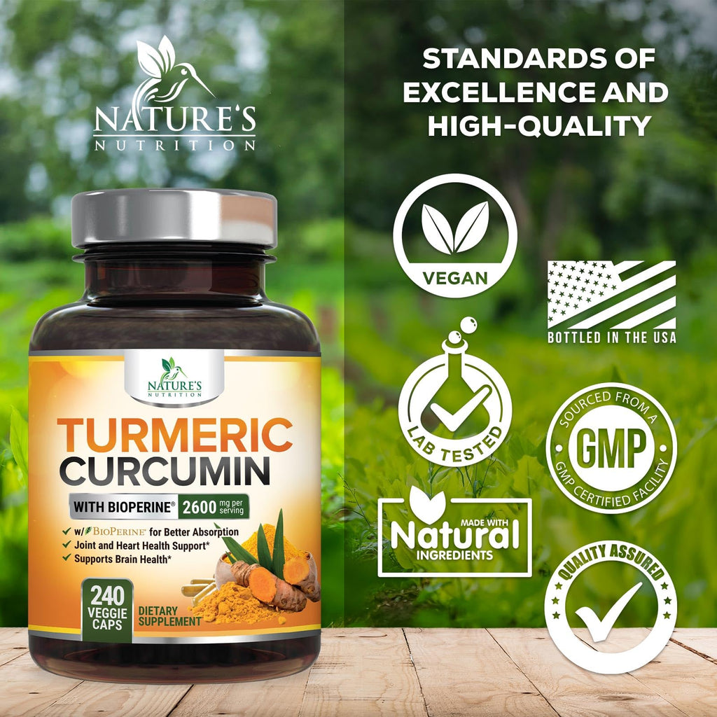 Turmeric Curcumin 2400mg Capsules with BioPerine for Joint Support 240 Ct