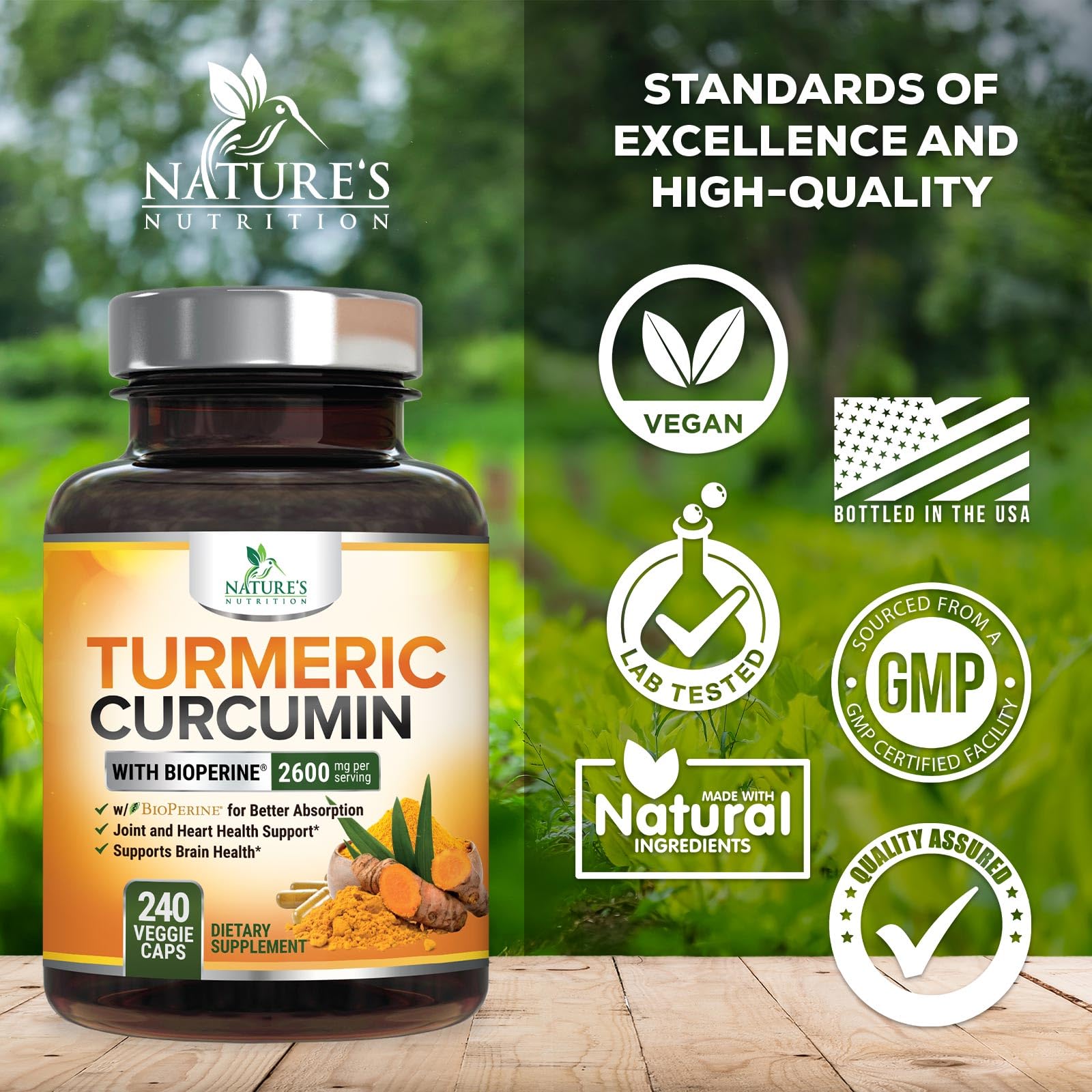 Turmeric Curcumin 2400mg Capsules with BioPerine for Joint Support 240 Ct