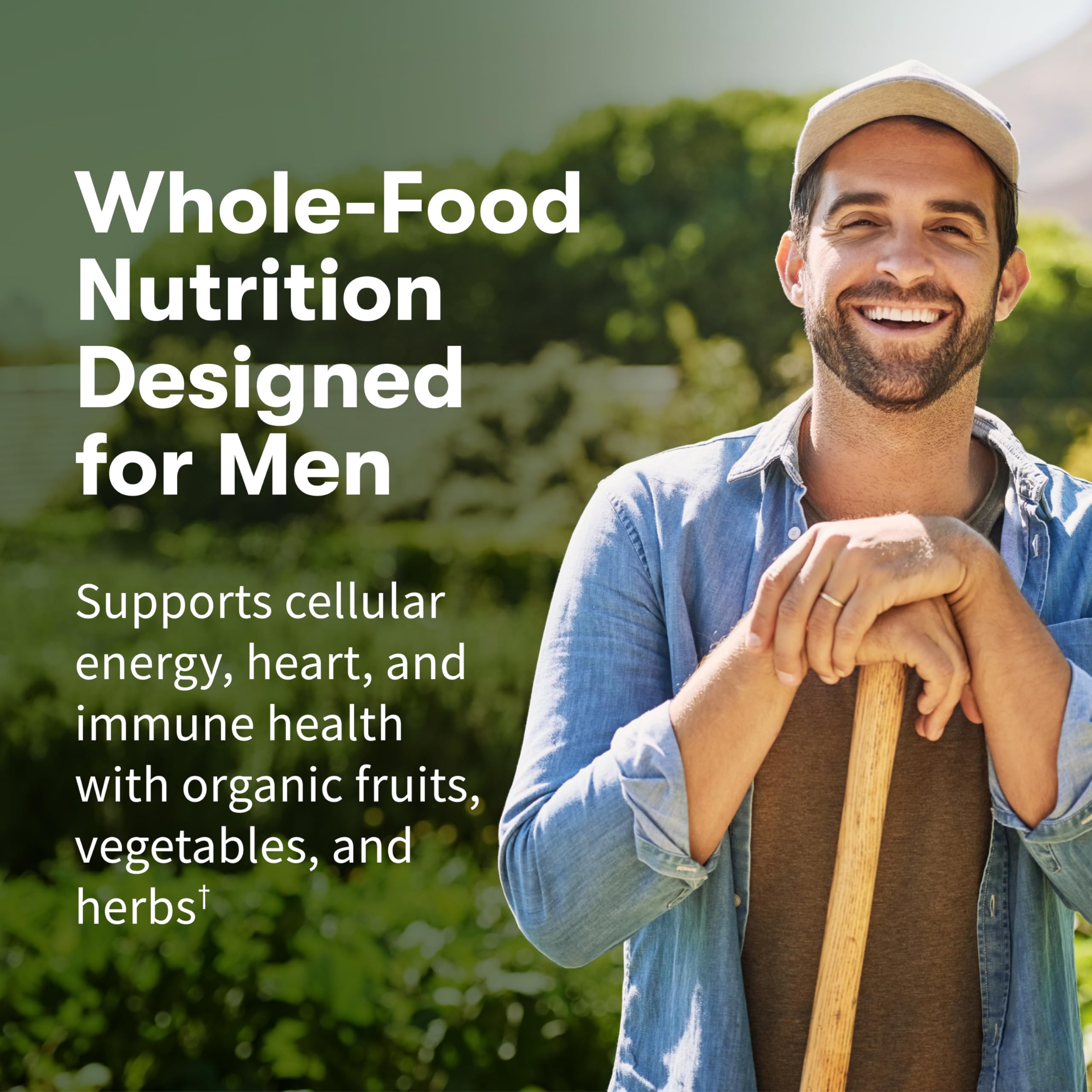Men's Whole Food Daily Multivitamin – Organic, Vitamin C, Zinc, Vegan, 60 Tablets