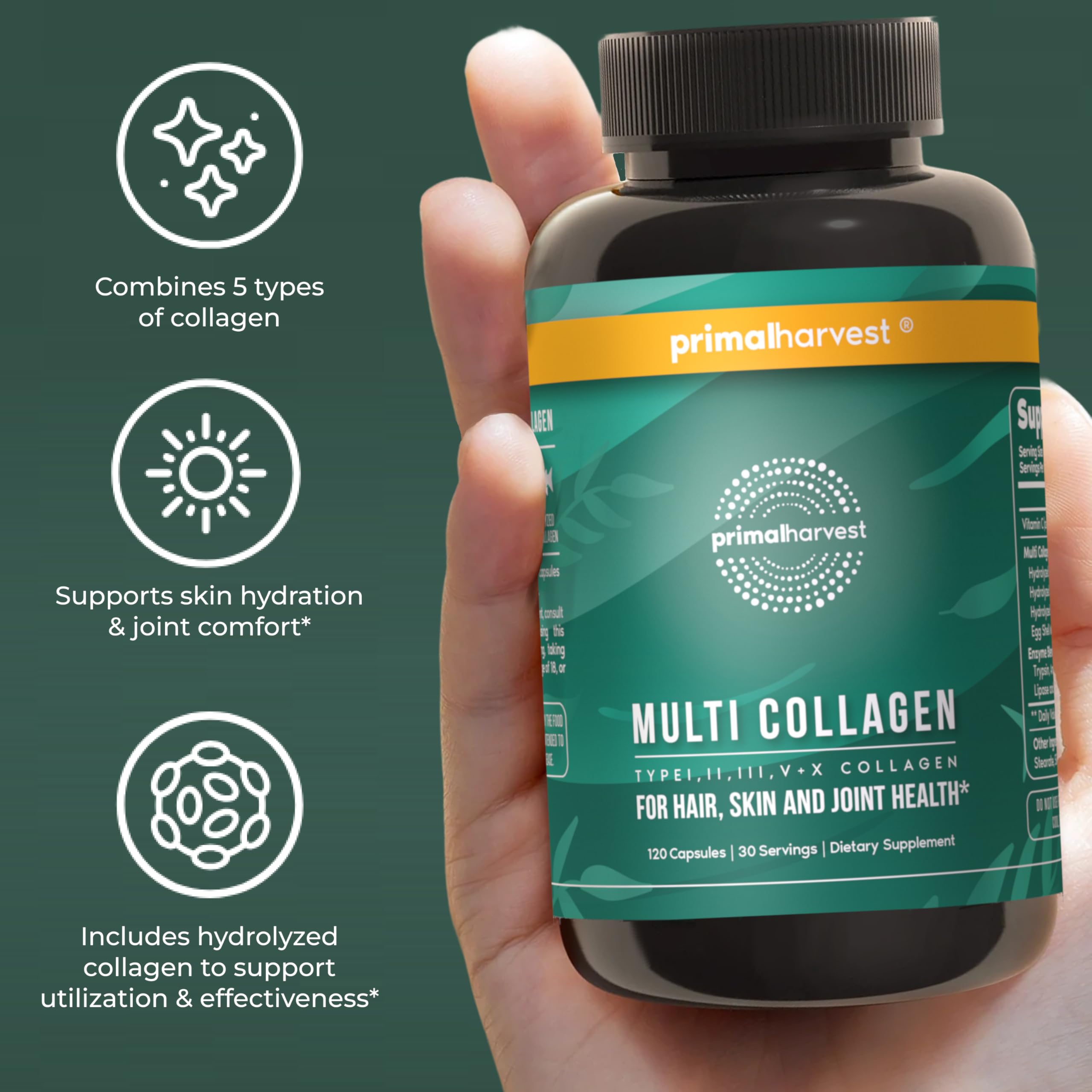 Multi Collagen Pills Types I II III V X 120 Capsules
