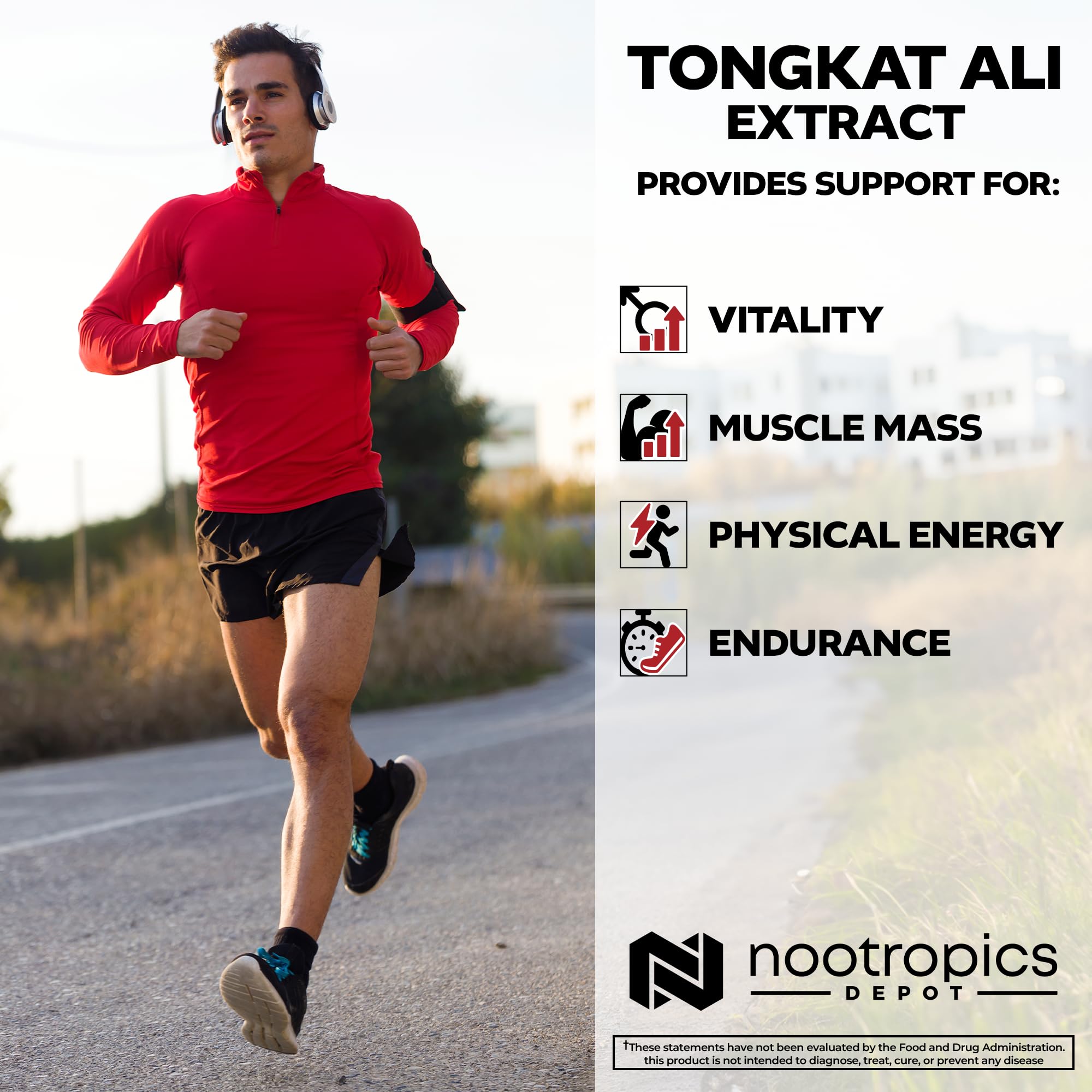 Tongkat Ali 100mg Extract Capsules for Testosterone, Energy & Performance 60 Ct