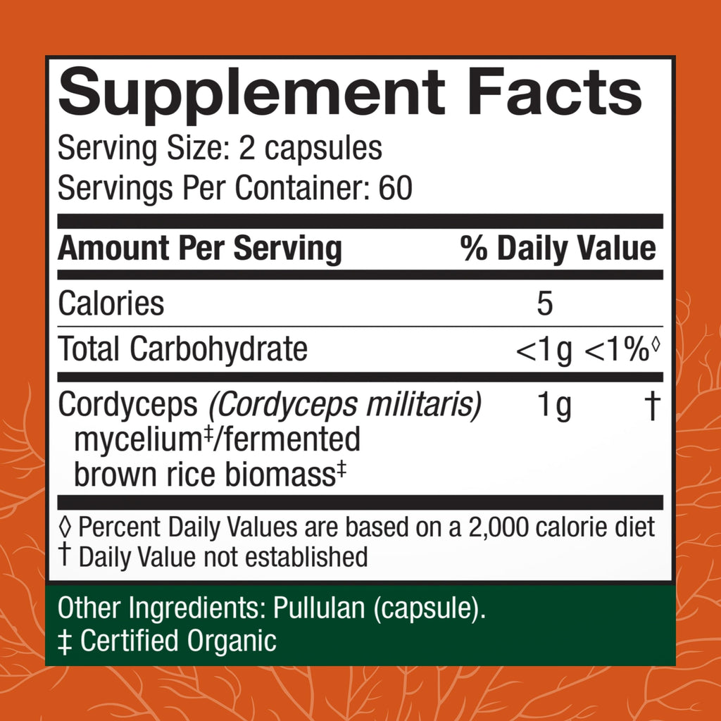 Cordyceps Capsules for Energy & Immune Support – 120 Count