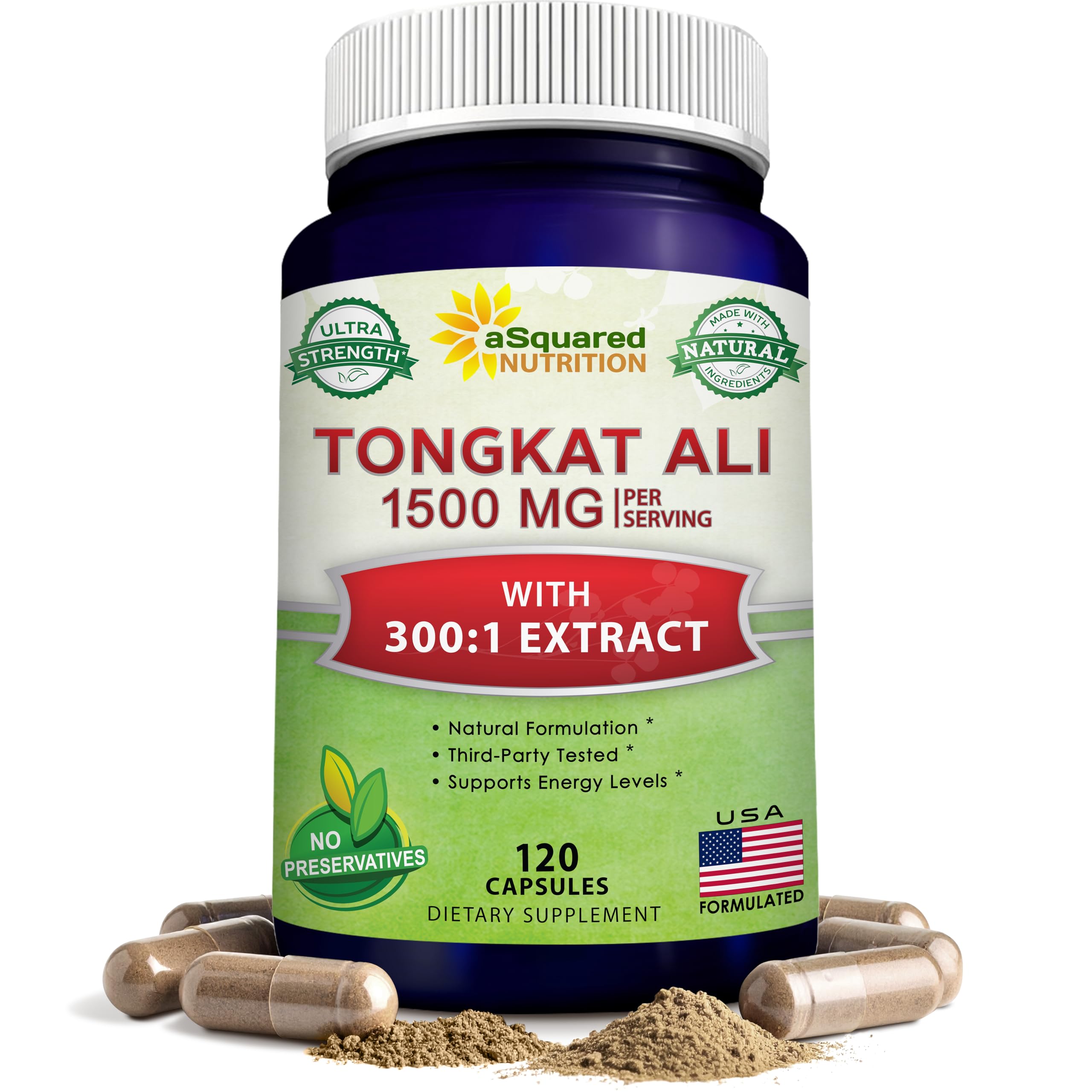 Tongkat Ali 1500mg Capsules for Testosterone, Energy & Performance Support 120 Ct